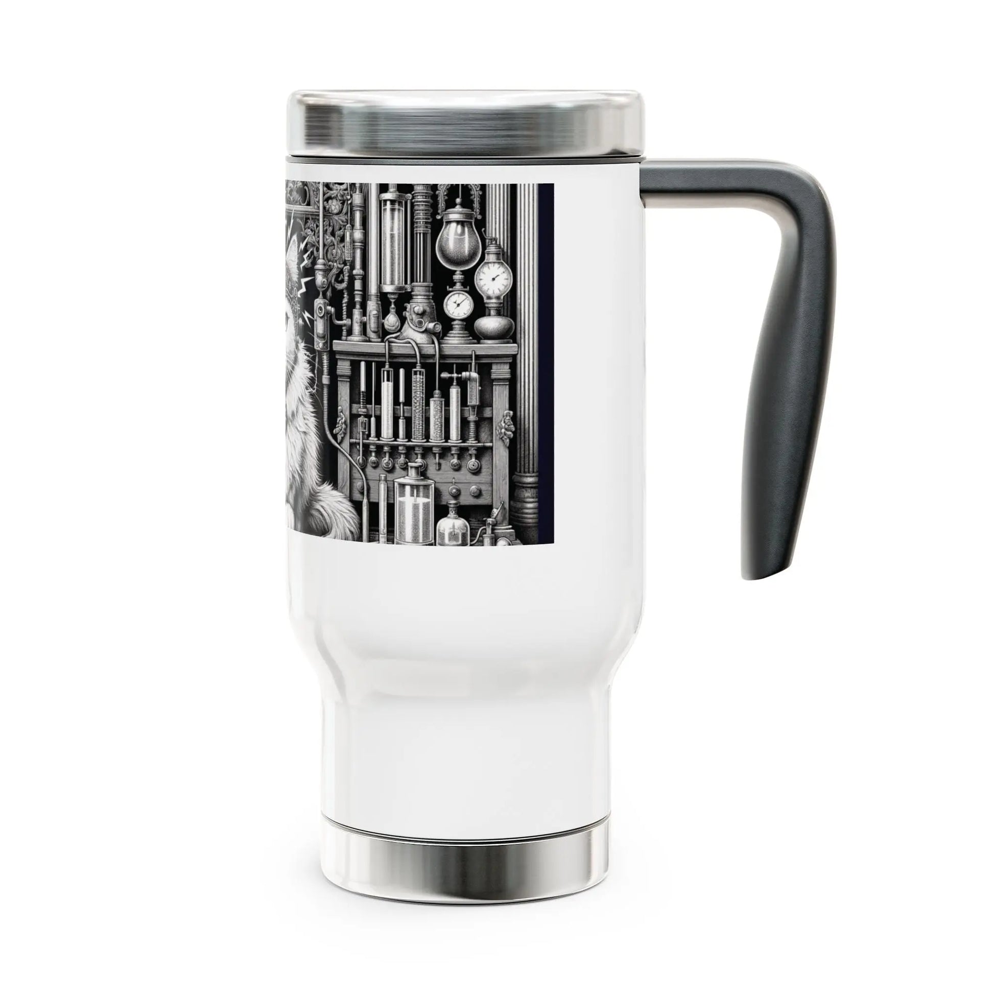 Tortured Poet - Cat Lover -Stainless Steel Travel Mug with Handle, 14oz   