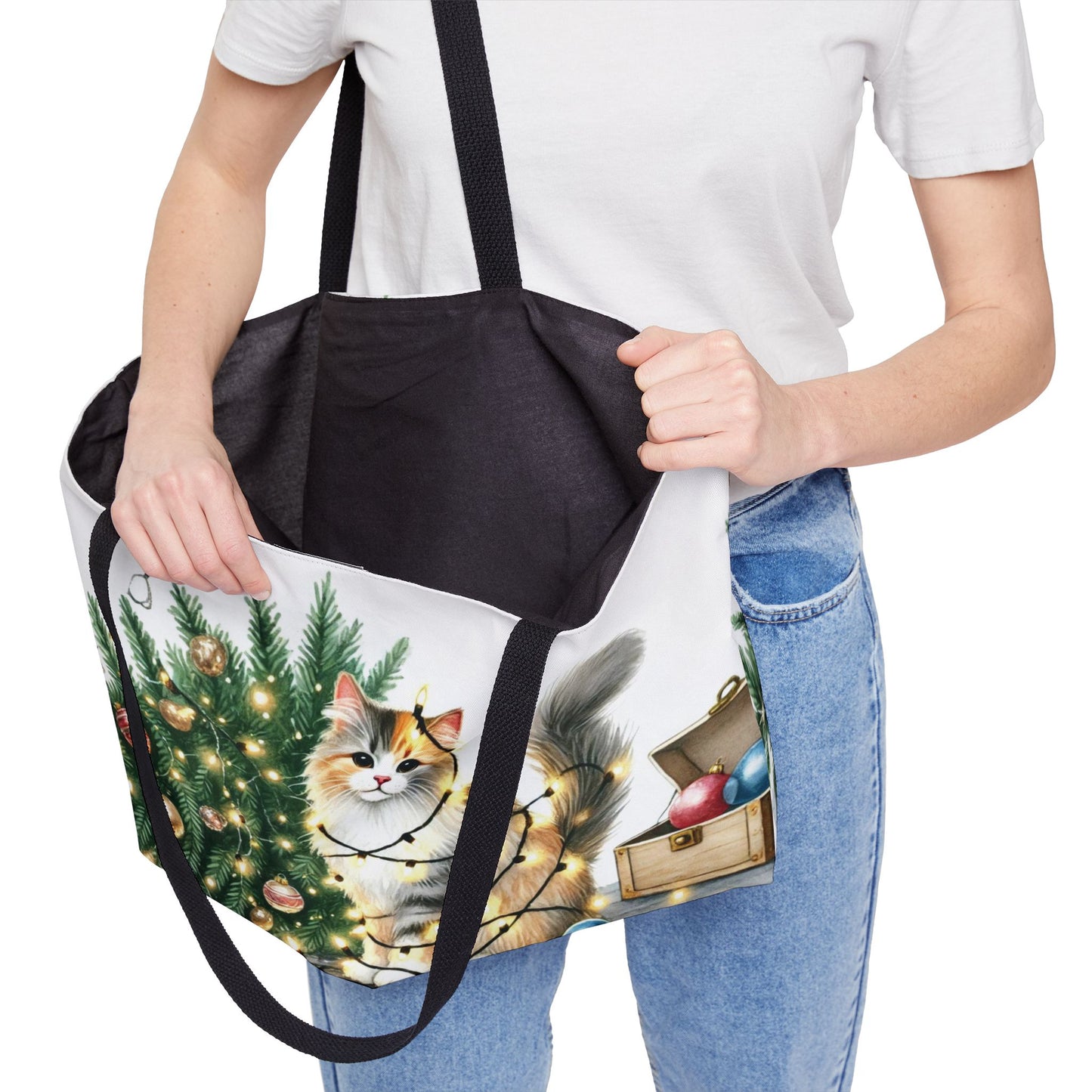 Kitty Christmas Lights  - Weekender Tote Bag   