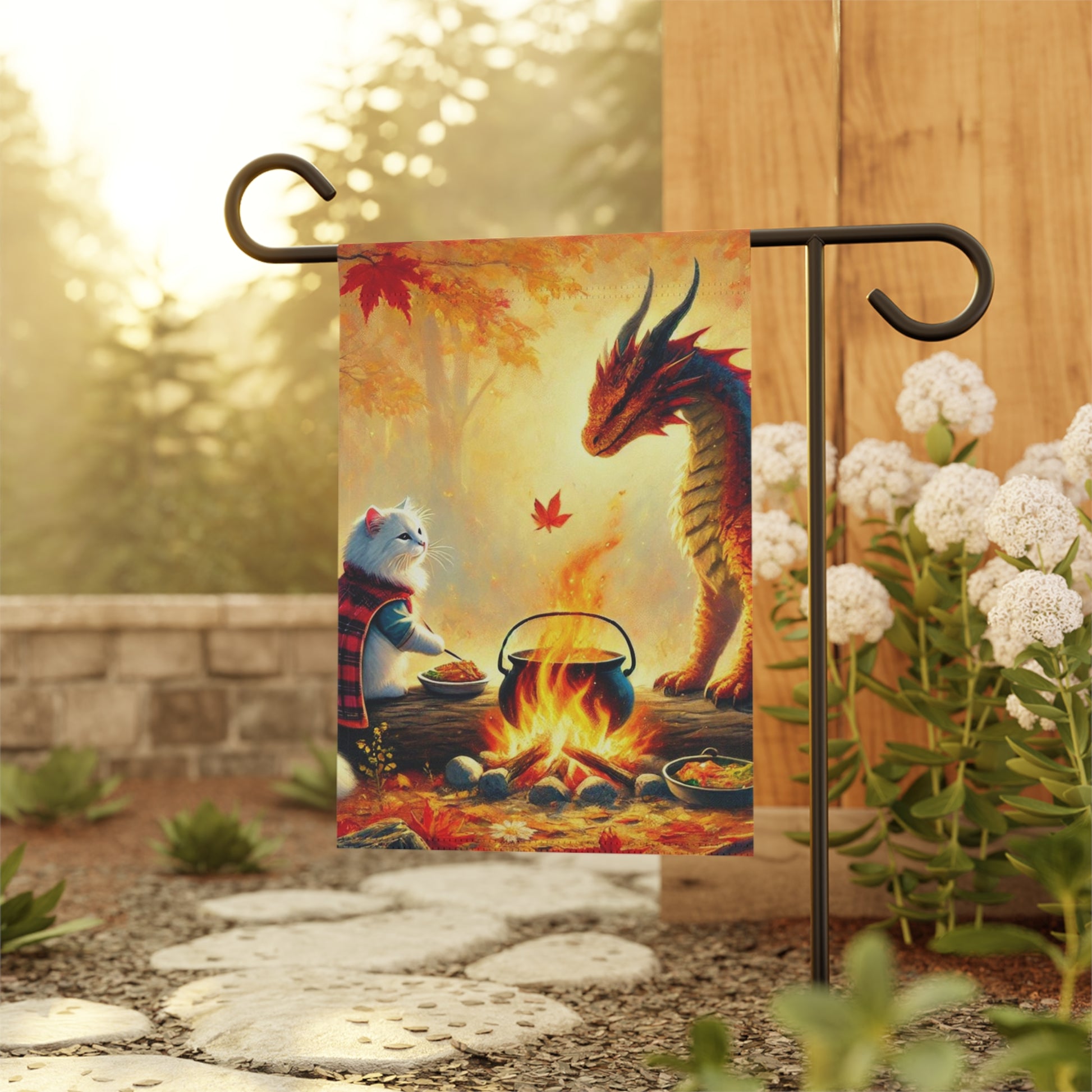 Autumn Dragon Adventures - Cat Lover - Garden & House Banner - Yard Flag   