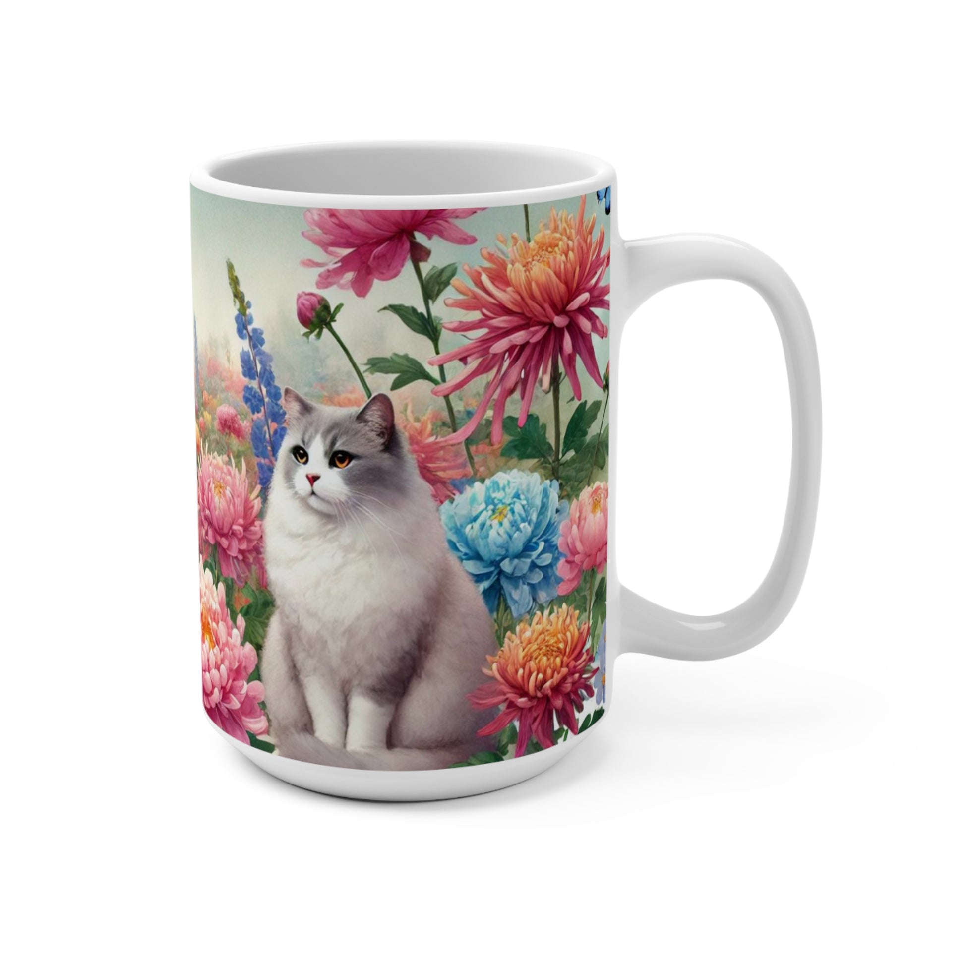 November Birth Month Flowers - Cat Lover - Mug 15oz   