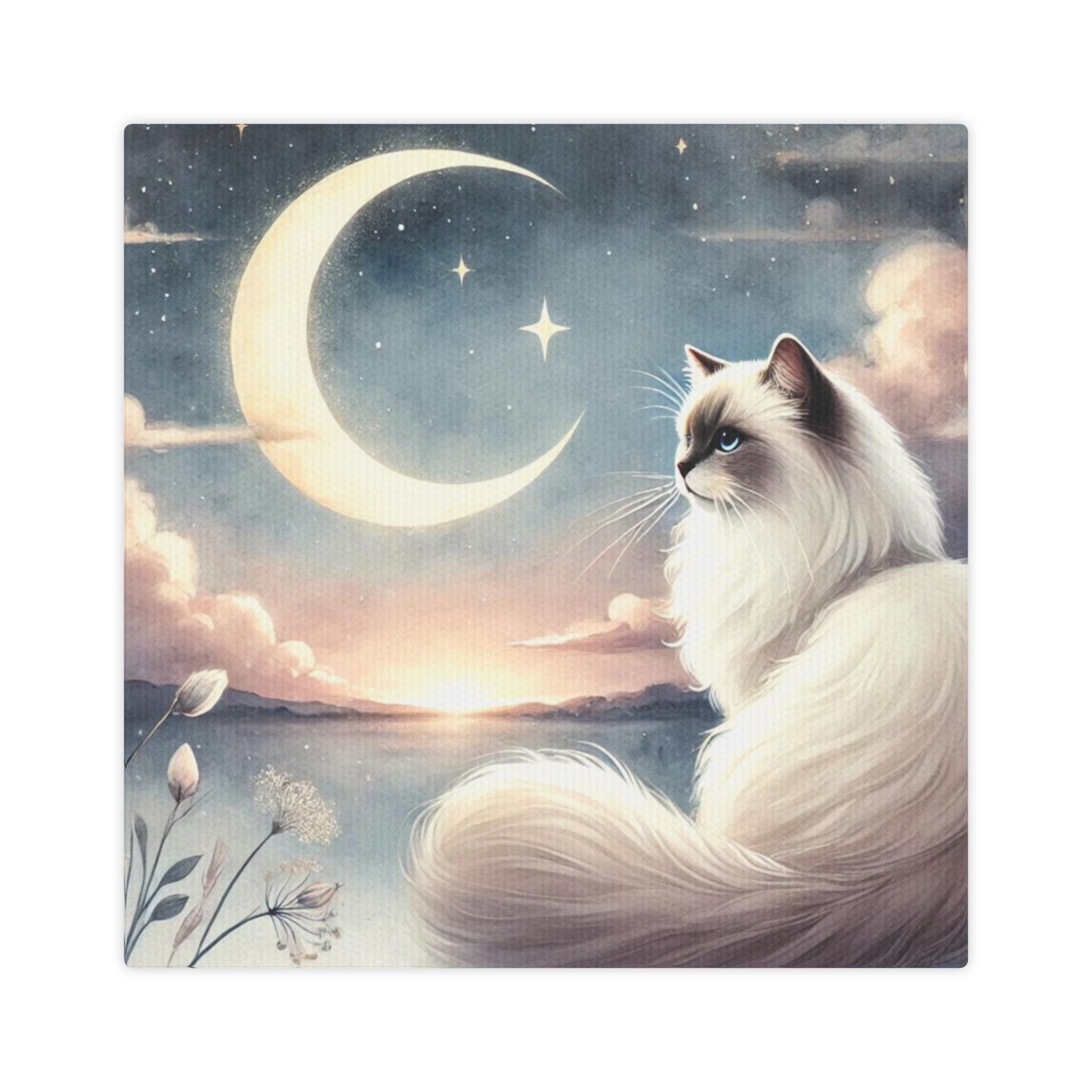 Celestial Moon - Cat Lover Ragdoll - Wall Art Decor 8x8   