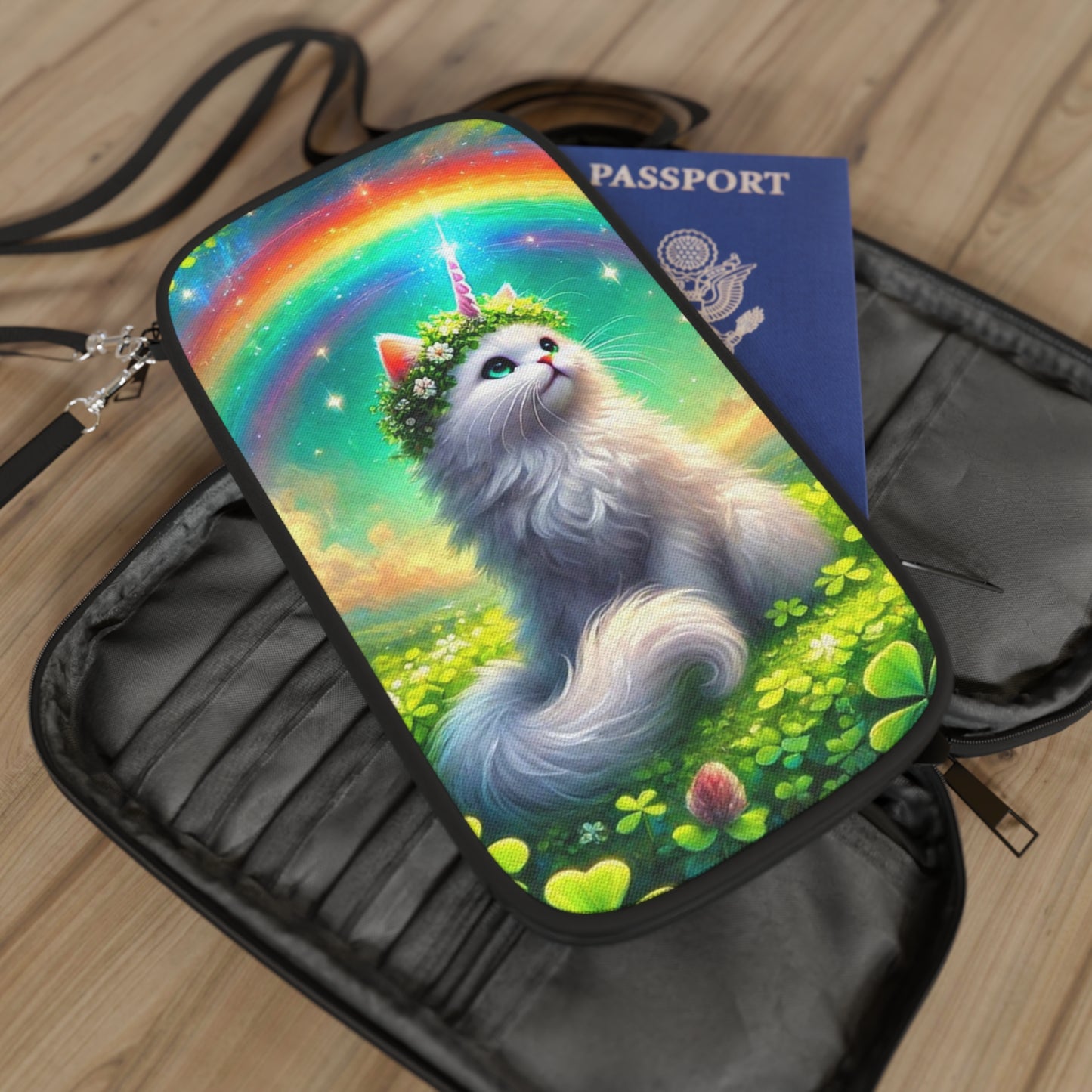 Lucky Caticorn - Cat Unicorn - Passport Wallet - Travel Gift   