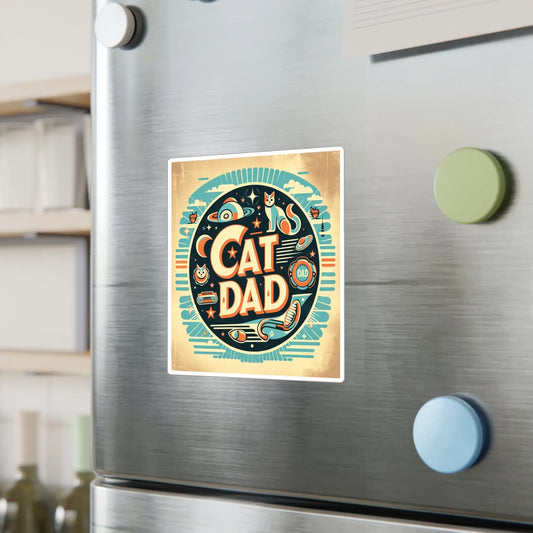 Retro Cat Dad Sticker Kiss-Cut Vinyl Decals Sticker - Montecore PawPrints