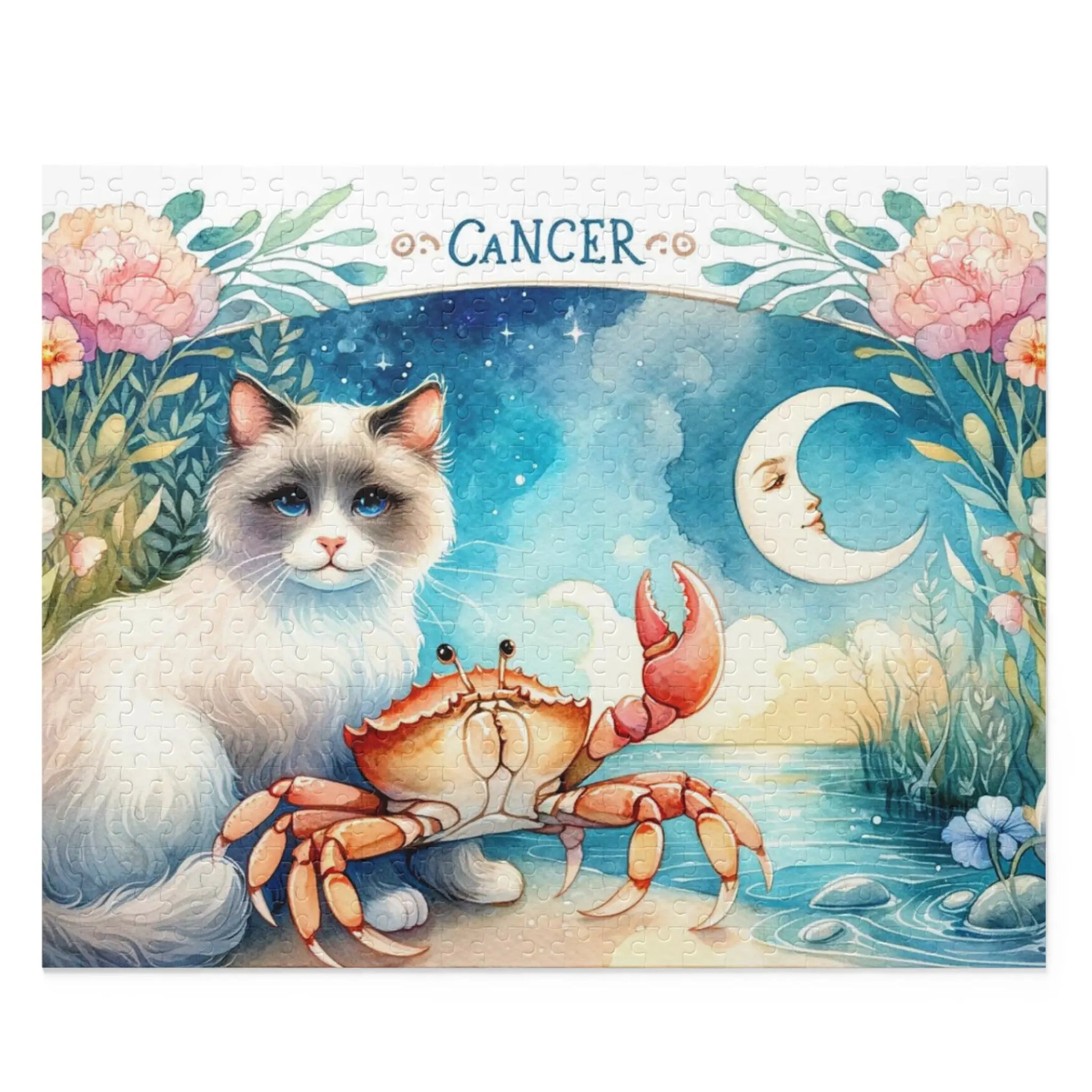 Cancer Zodiac Birthday Puzzle - Cat Lover Gift 120, 252, or 500 -piece options - Montecore PawPrints