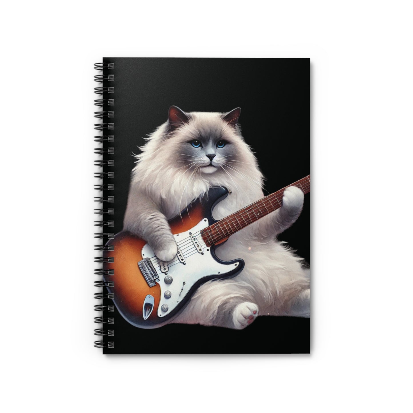 Guitar - Cat Musician - Spiral Notebook - Ruled Line   