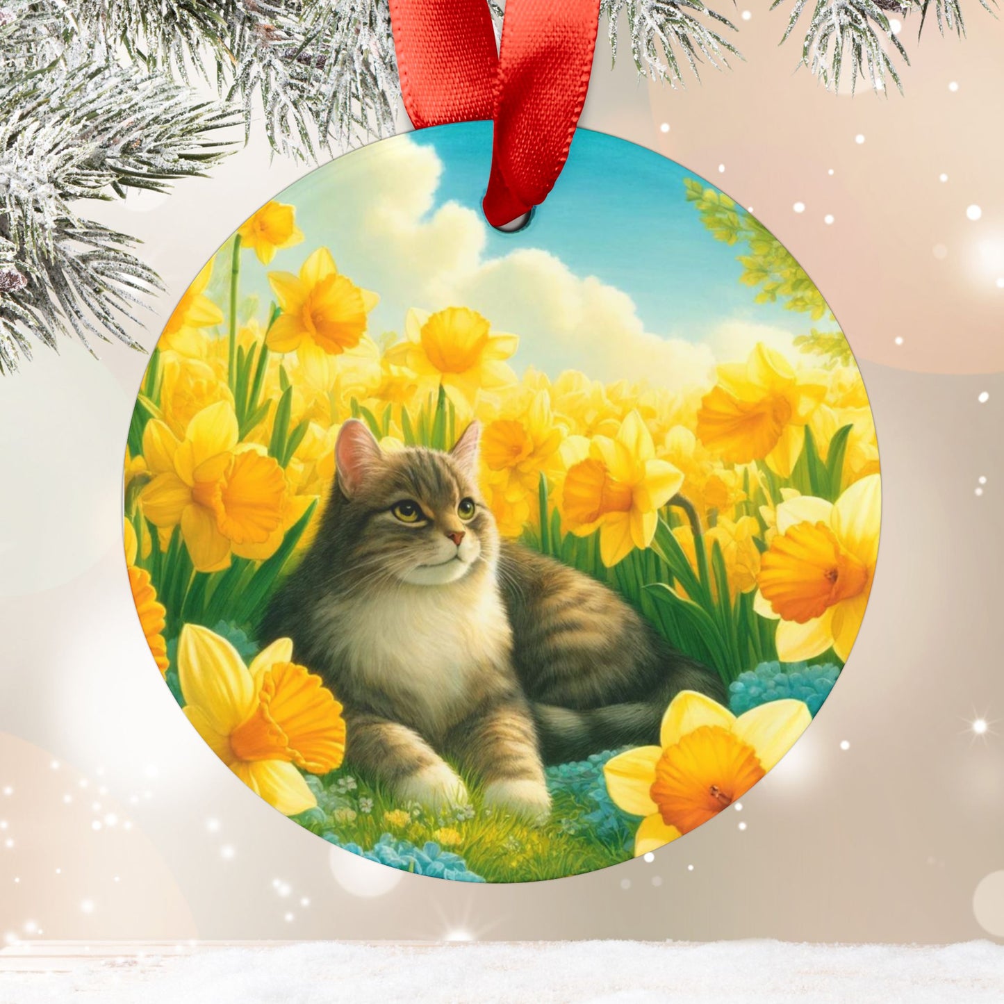 March Birth Flower - Cat Lover - Ornament   