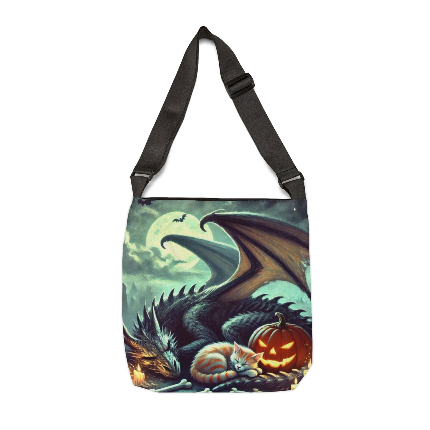 Trick or Treat Bag - Dragon Candy Protection - Cat Lover Halloween - Adjustable Tote Bag (AOP)   