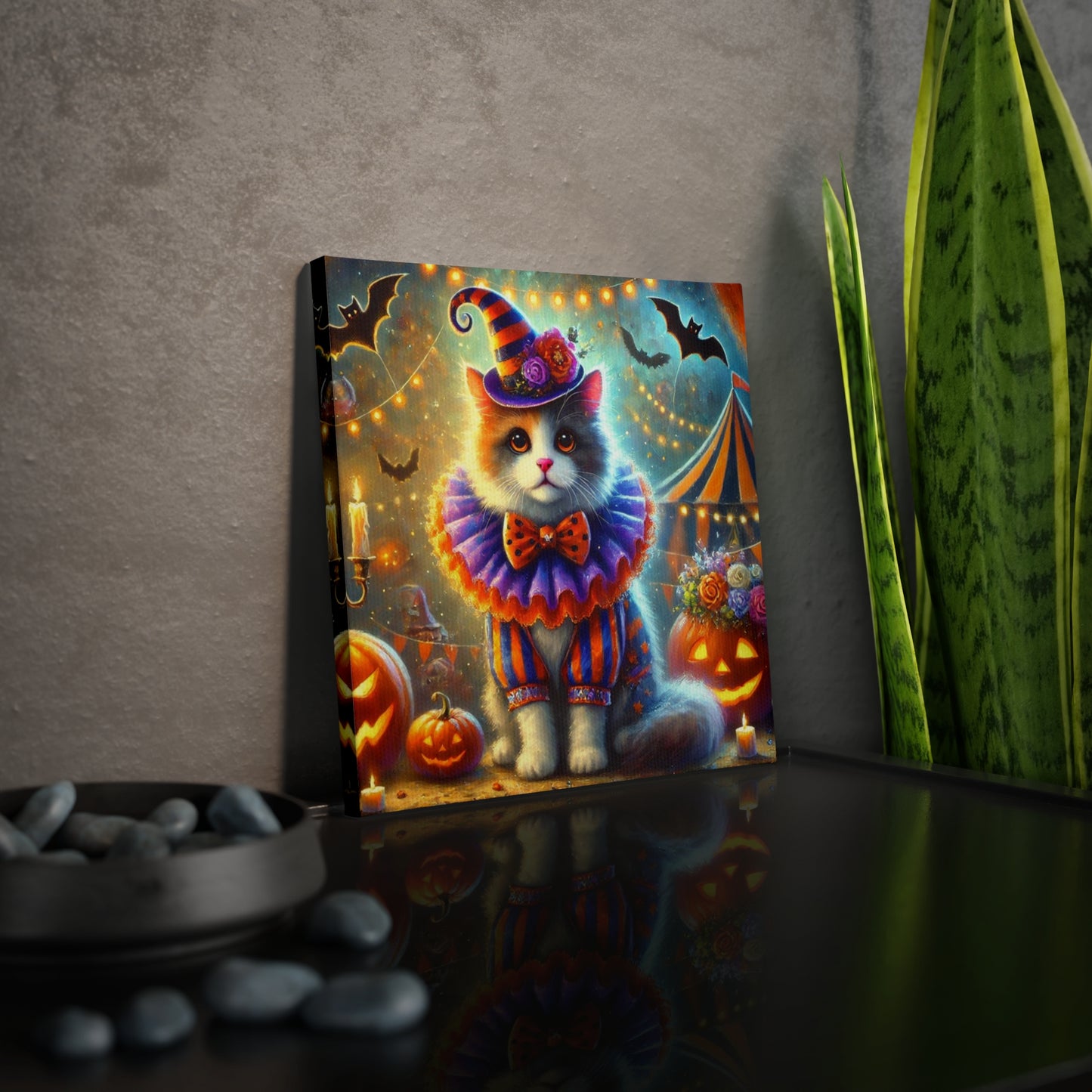 Halloween Cat Clown - Cat Lover - Wall Art Decor 8x8   