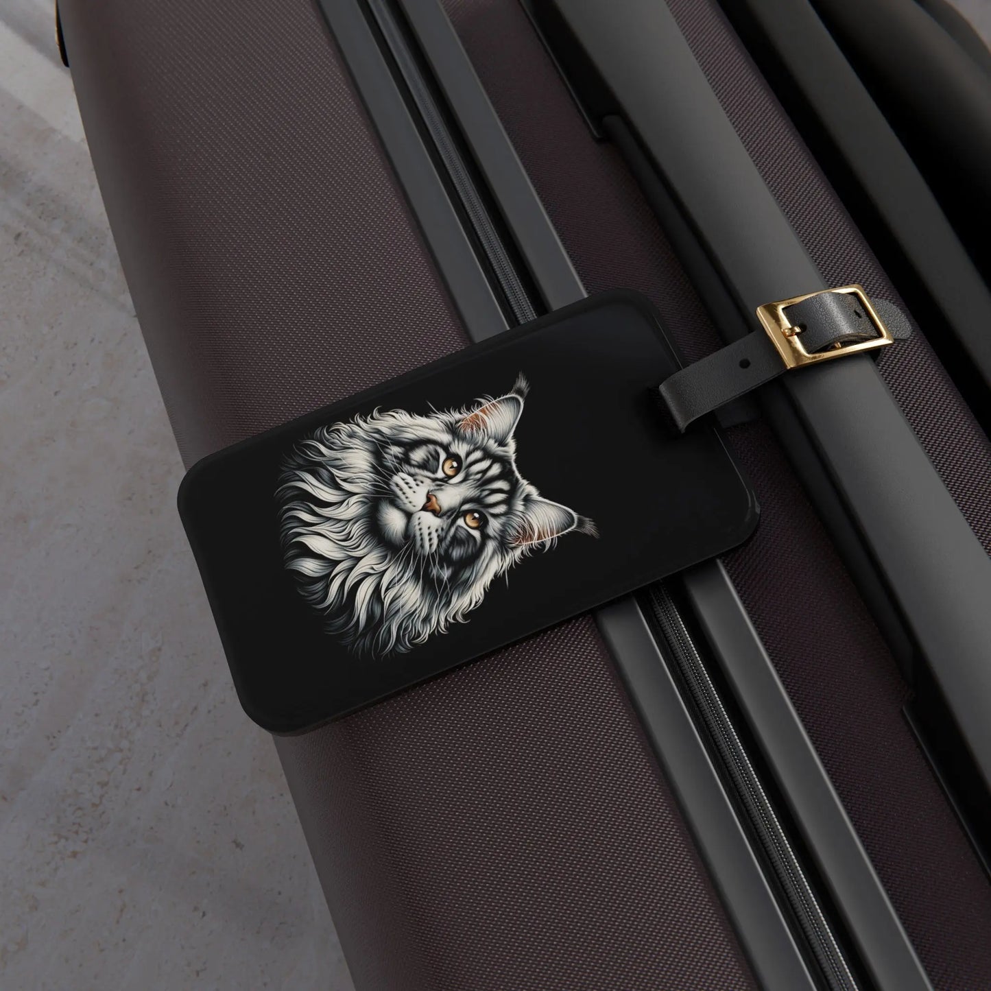 Main Coon Cat Lover Graphic - Luggage Tag - Montecore PawPrints