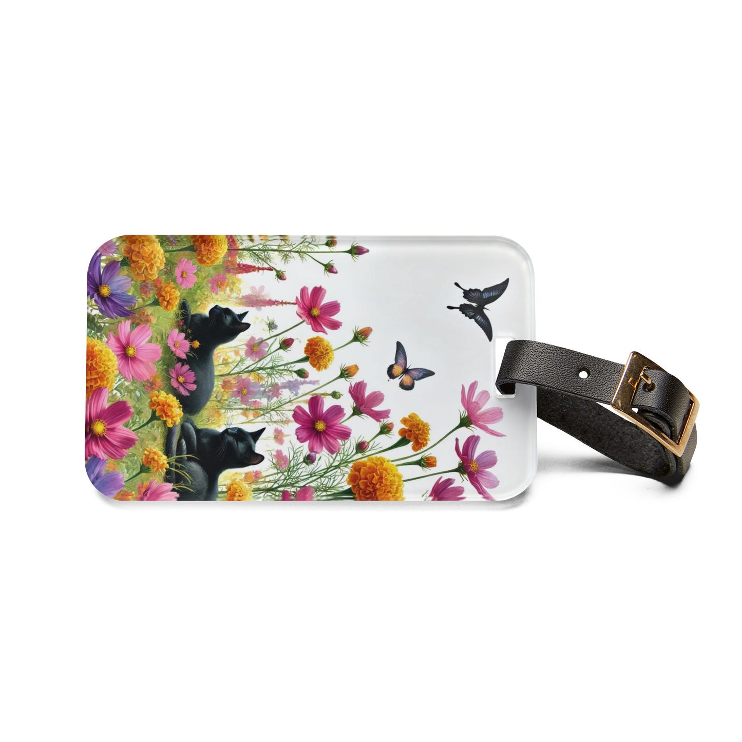 October Birth Month Flowers - Cat Lover - Luggage Tag - Travel Gift   