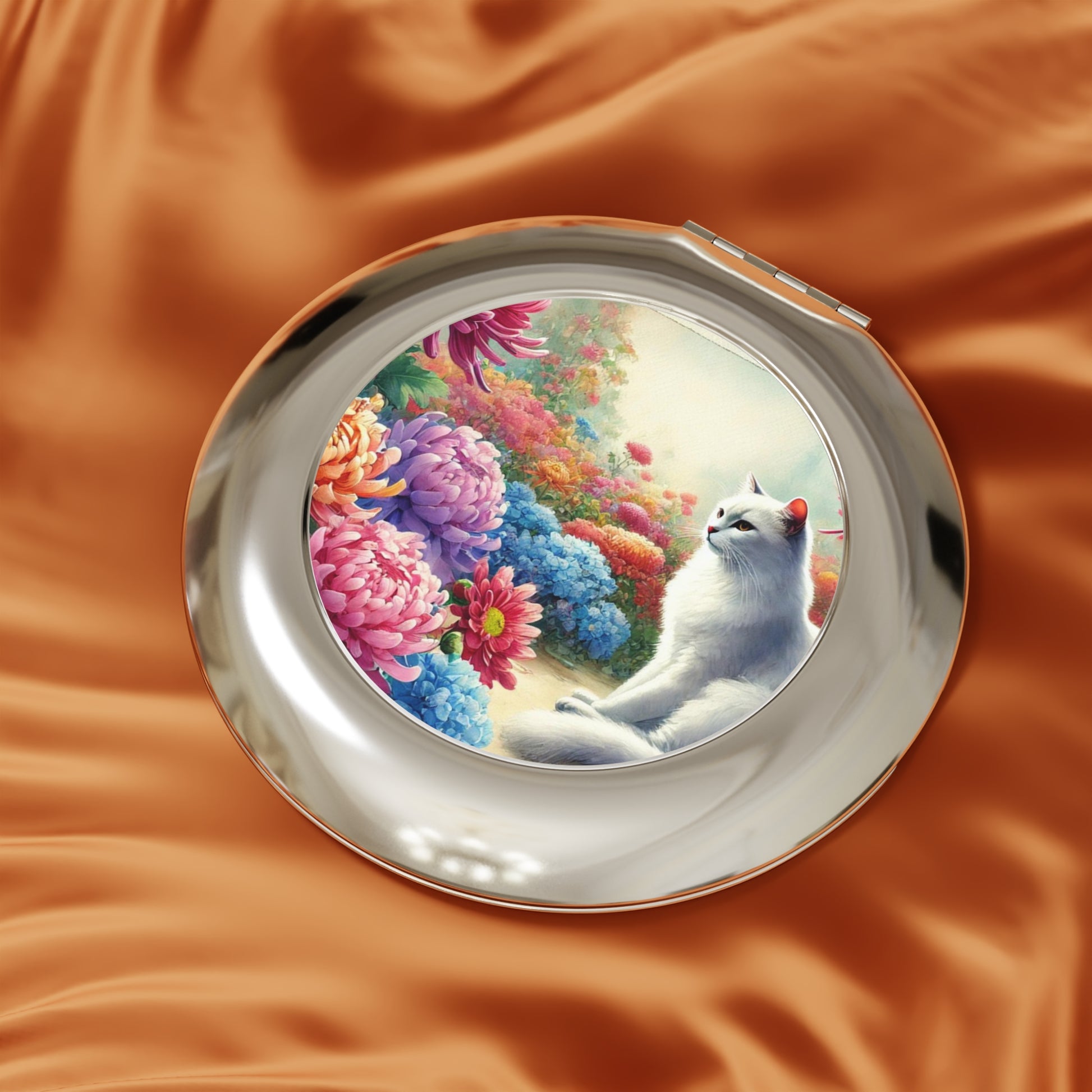 November Birth Flower - Cat Lover - Compact Travel Mirror   