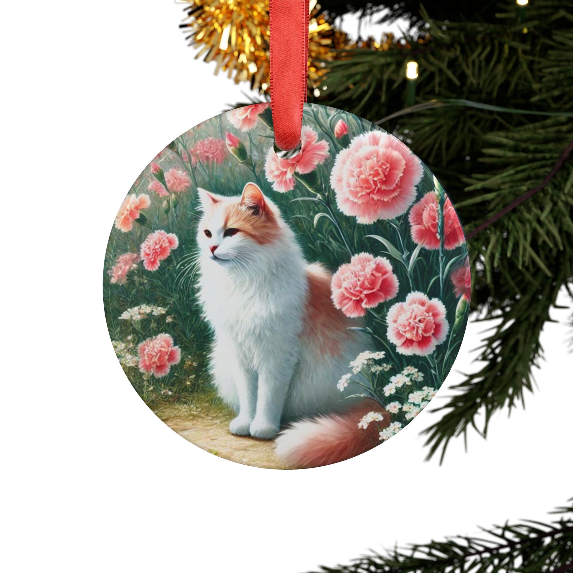 January Birth Flower Ornament - Cat Lover - Ornament   