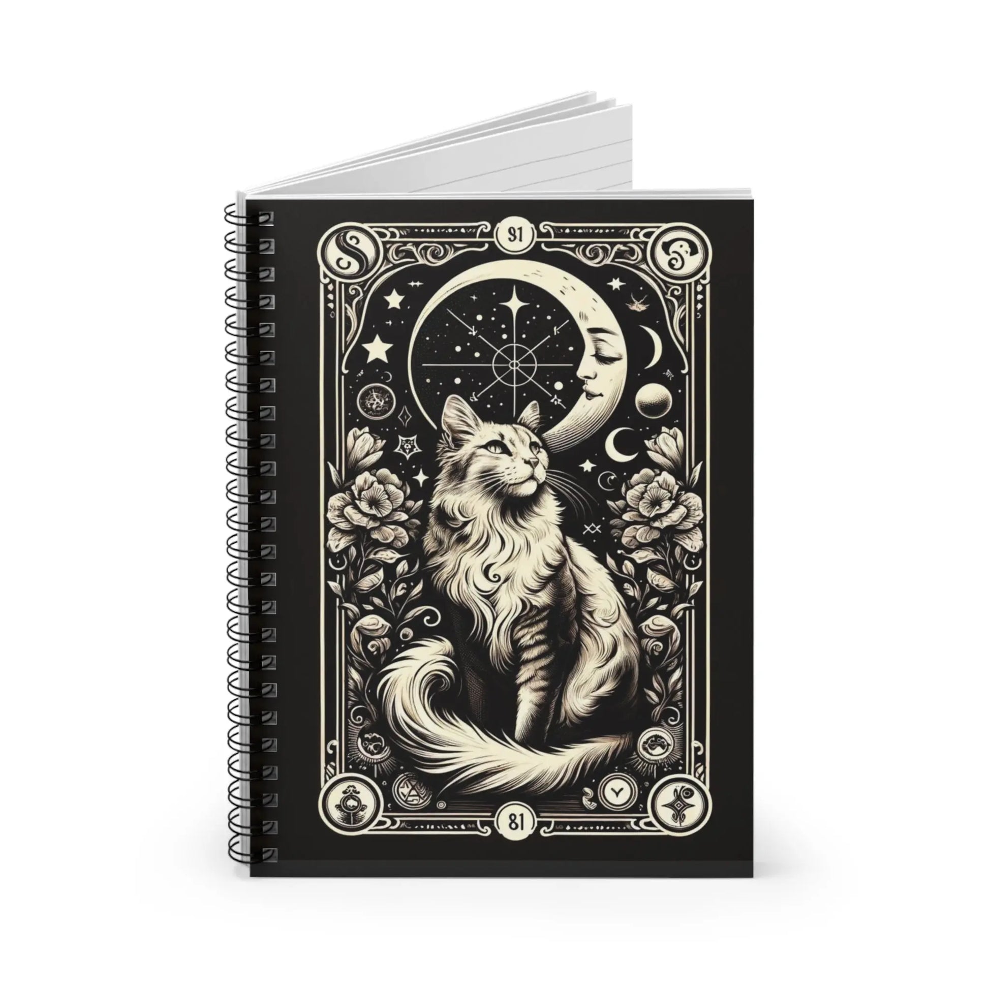 Cat Moon Tarot - Spiral Notebook - Ruled Line   