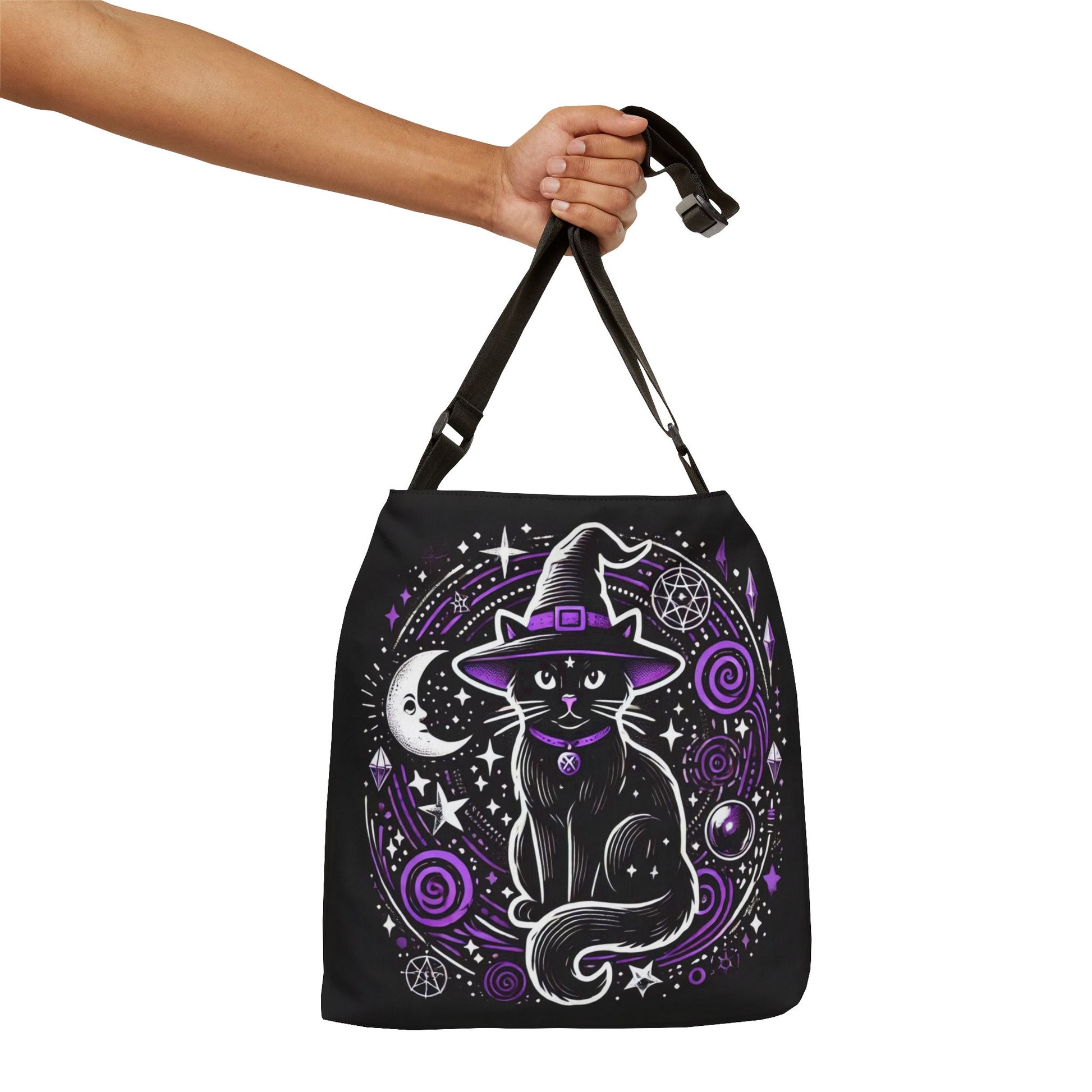 Cat Witch Halloween Tote Bag - With Adjustable Strap - Trick or Treat   