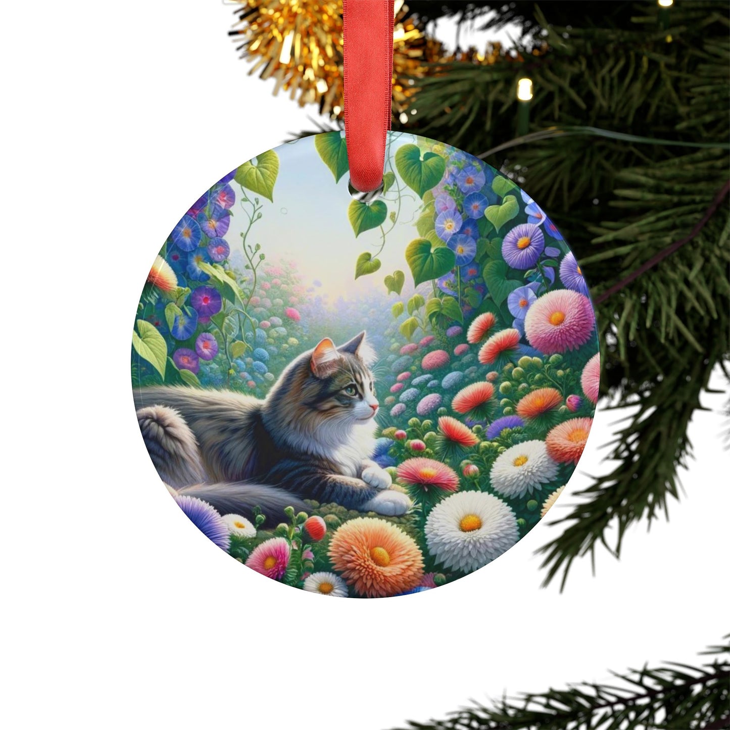 September Birth Flower - Cat Lover - Ornament   