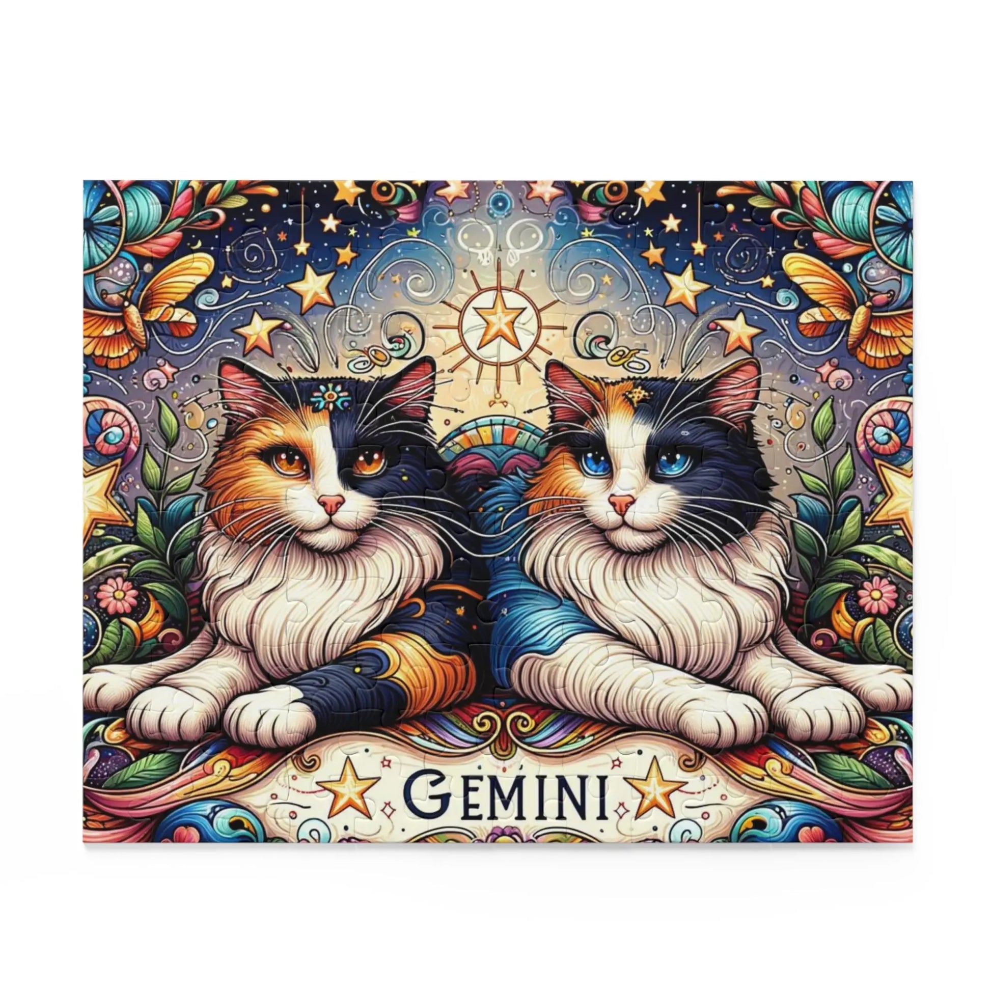 Gemini Zodiac Birthday Puzzle - Cat Lover Gift 120, 252, or 500 -piece options - Montecore PawPrints