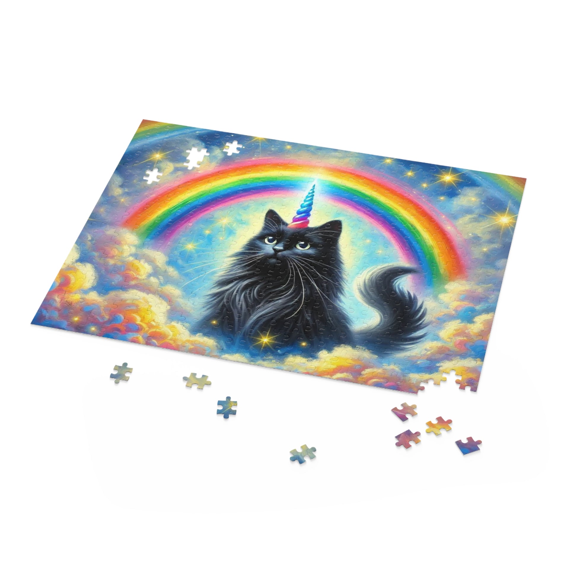 Caticorn in the Clouds - Cat Unicorn Rainbows - Puzzle - Cat Lover Gift 120, 252, or 500 -piece options   