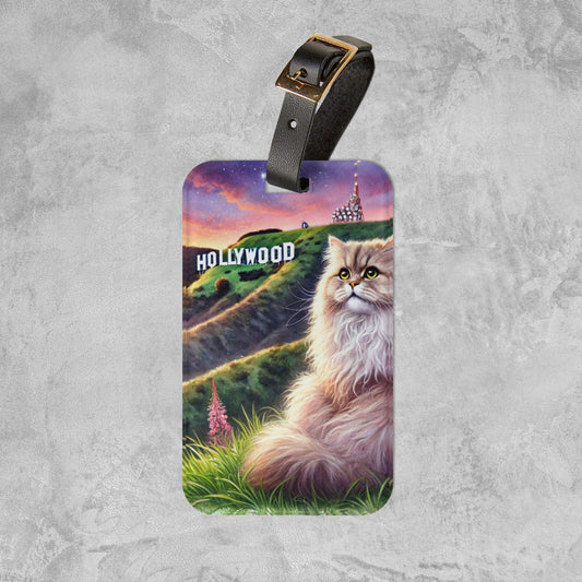 Hollywood - Cat Lover  - Luggage Tag - Travel Gift   