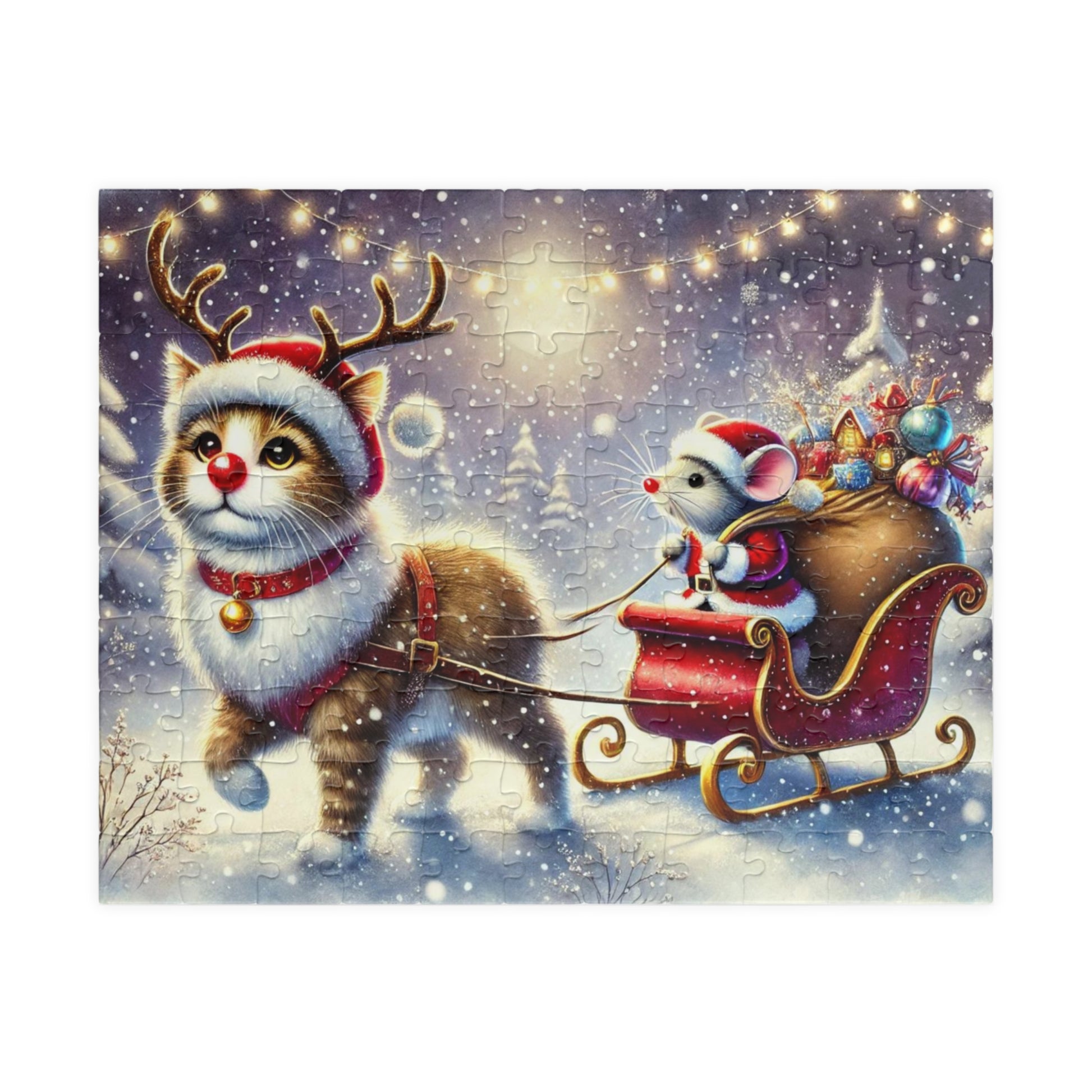 Mouse Santa - Cat Reindeer - Christmas Puzzle (110, 252, 520 -piece)   