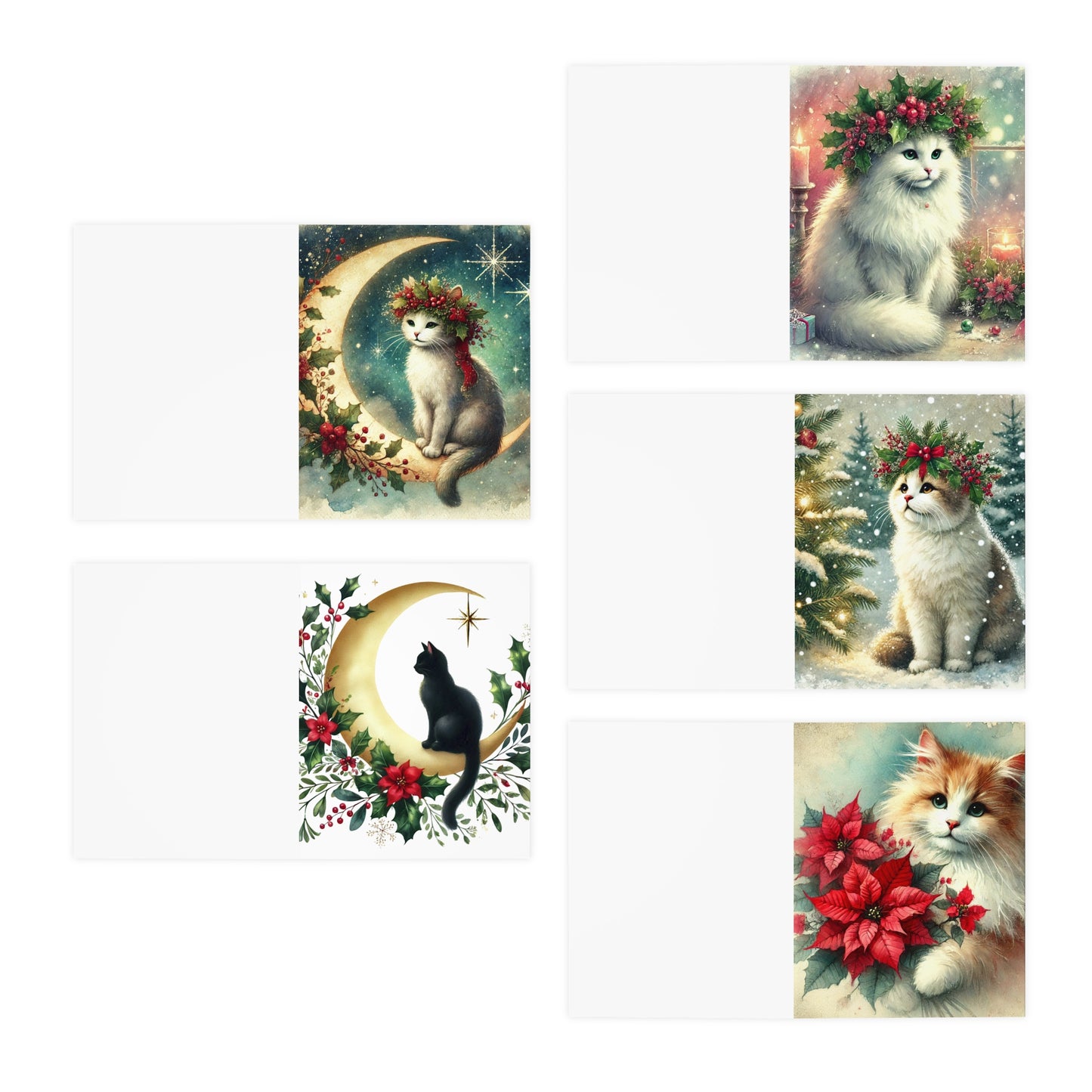 Winter Moon - Holiday - Cat Lover - Multi-Design Greeting Cards (5-Pack)   