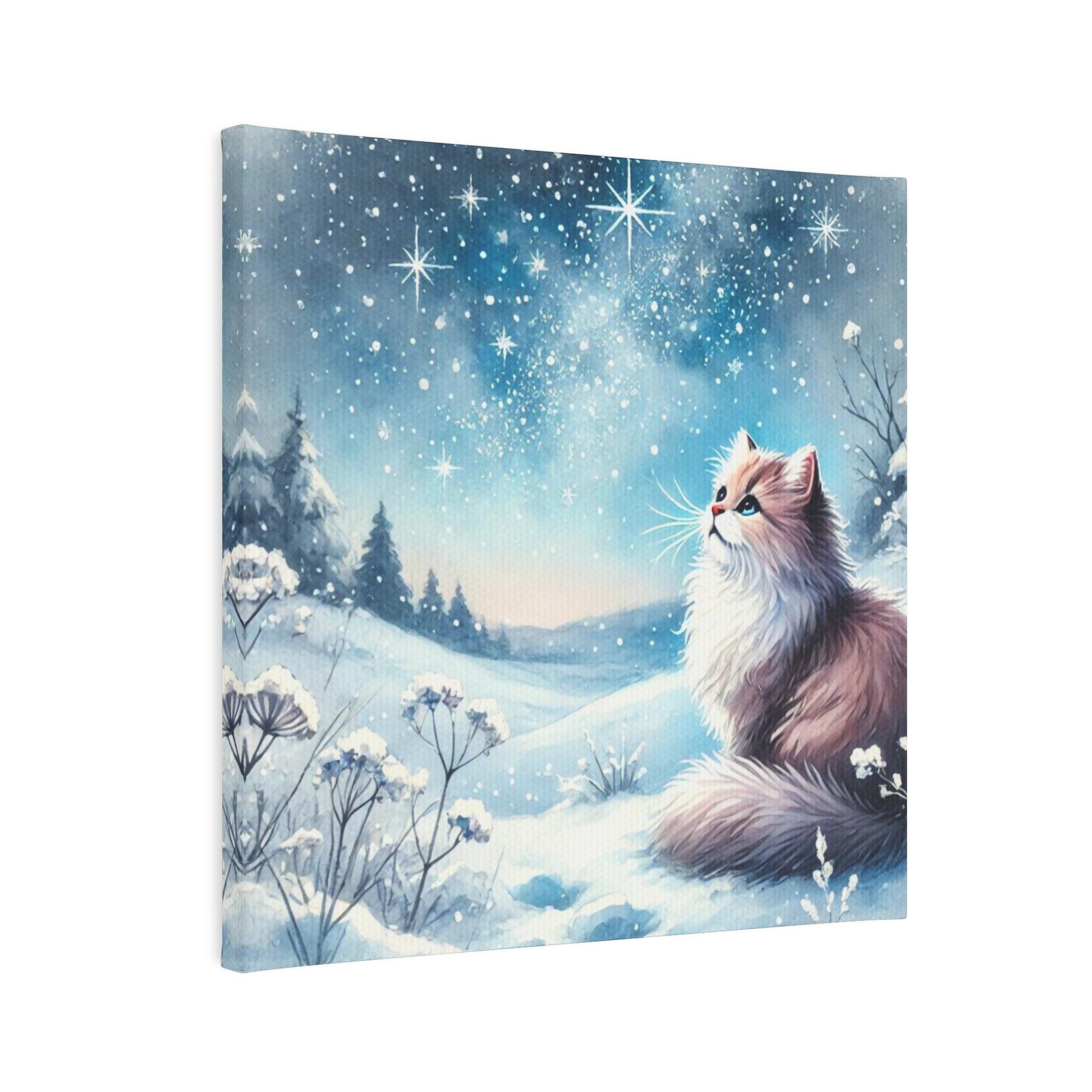 Winter Star Gazing - Cat Lover - Wall Art Decor   