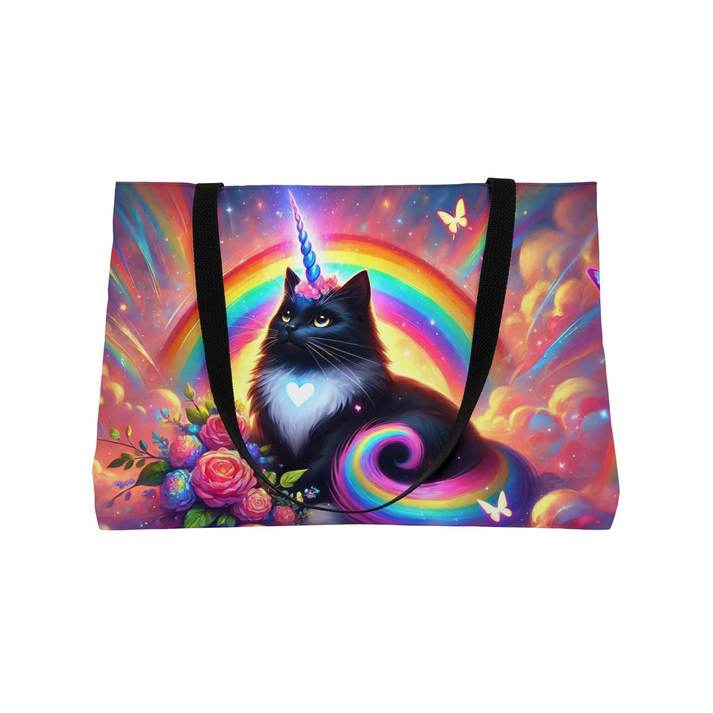 Pink Dreams Caticorn - Cat Unicorn Rainbow - Weekender Tote Bag   