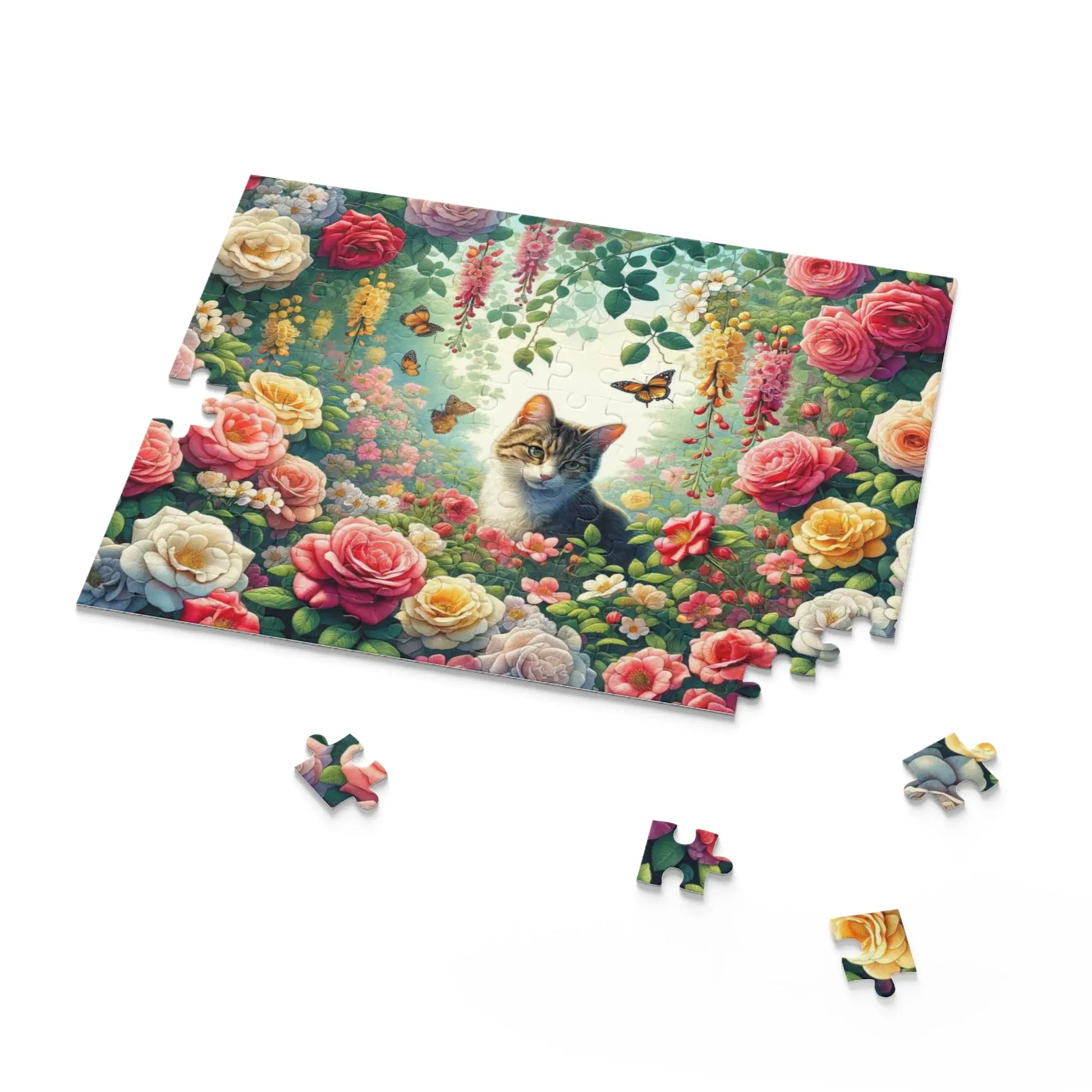 June Birthday Flower Puzzle - Cat Lover Gift - 120, 252, 500-Piece Jigsaw Puzzle - Montecore PawPrints