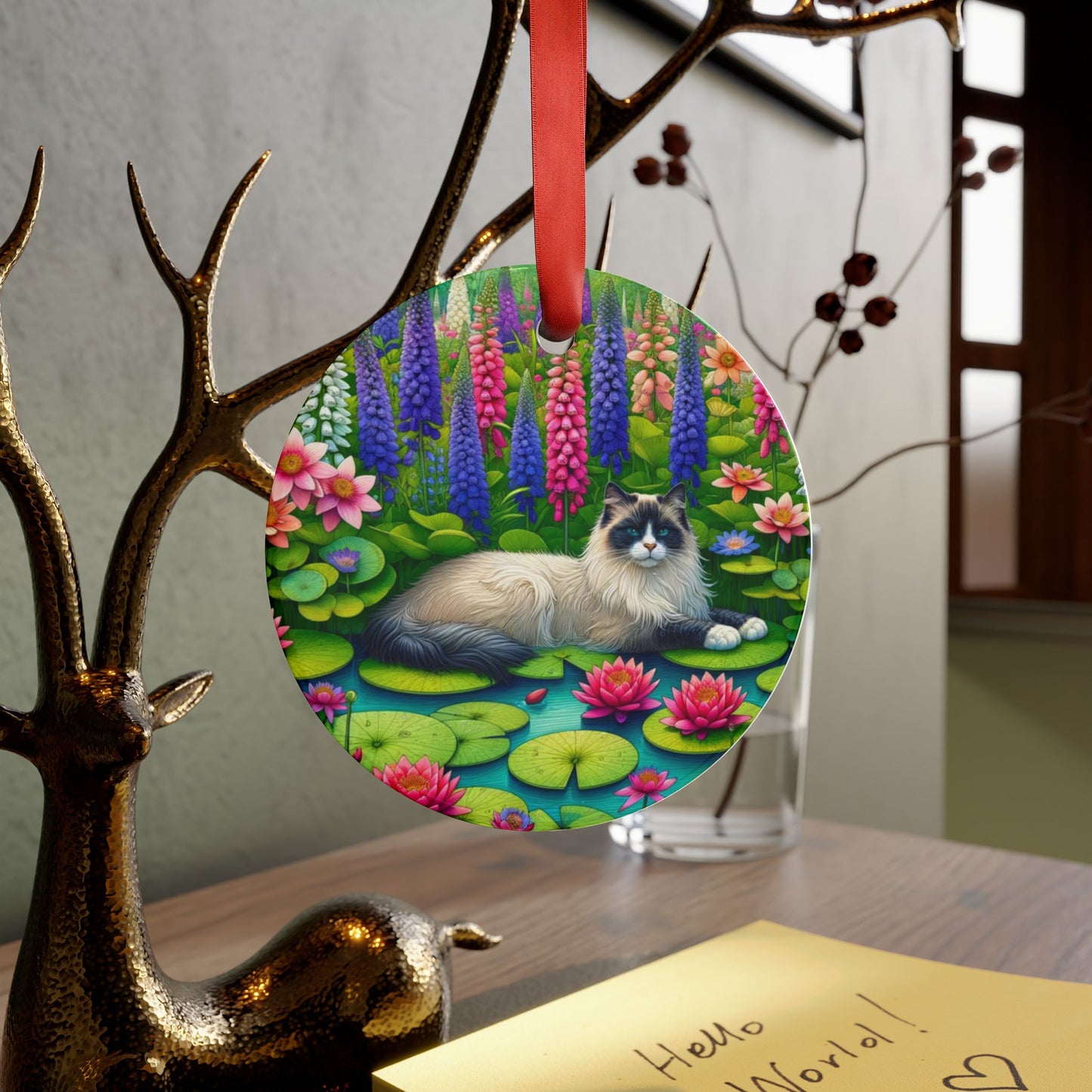 July Birth Flower - Cat Lover - Ornament   