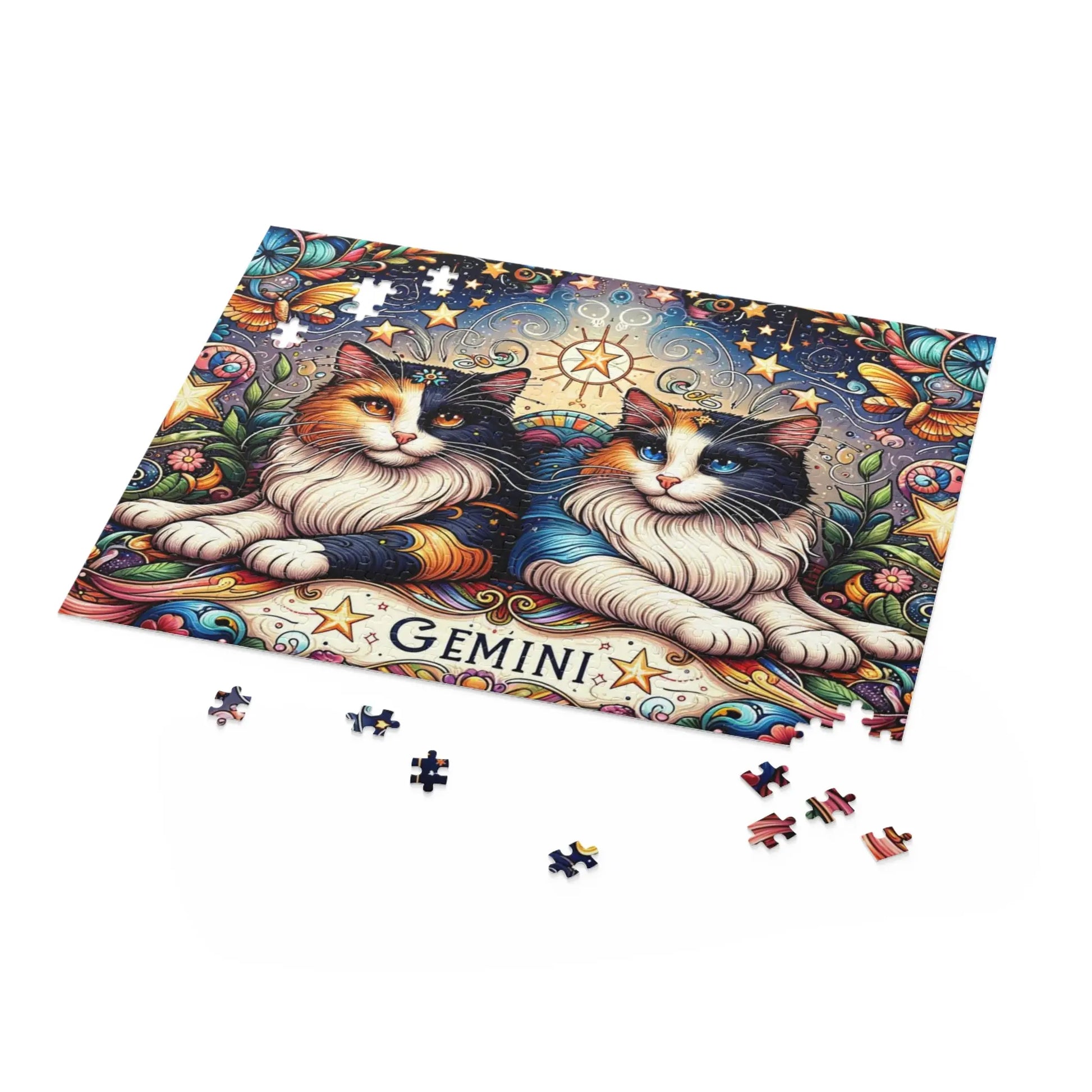 Gemini Zodiac Birthday Puzzle - Cat Lover Gift 120, 252, or 500 -piece options - Montecore PawPrints