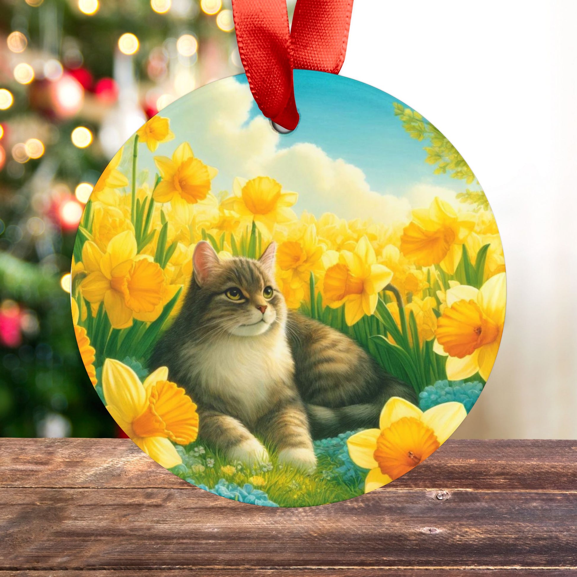 March Birth Flower - Cat Lover - Ornament   