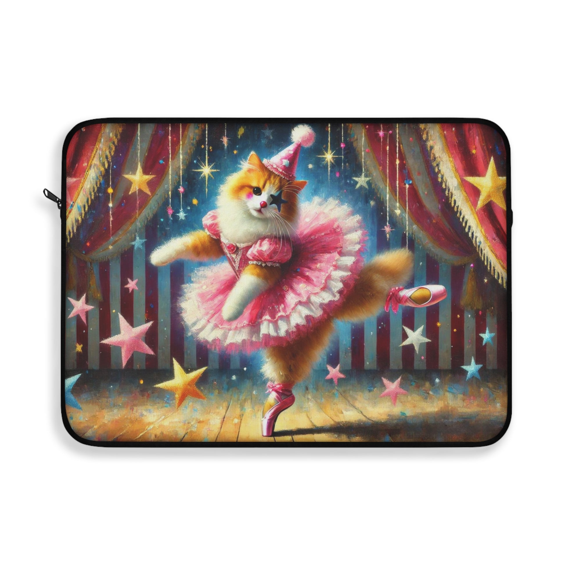 Circus Pink Star Cat Clown - Laptop Sleeve   