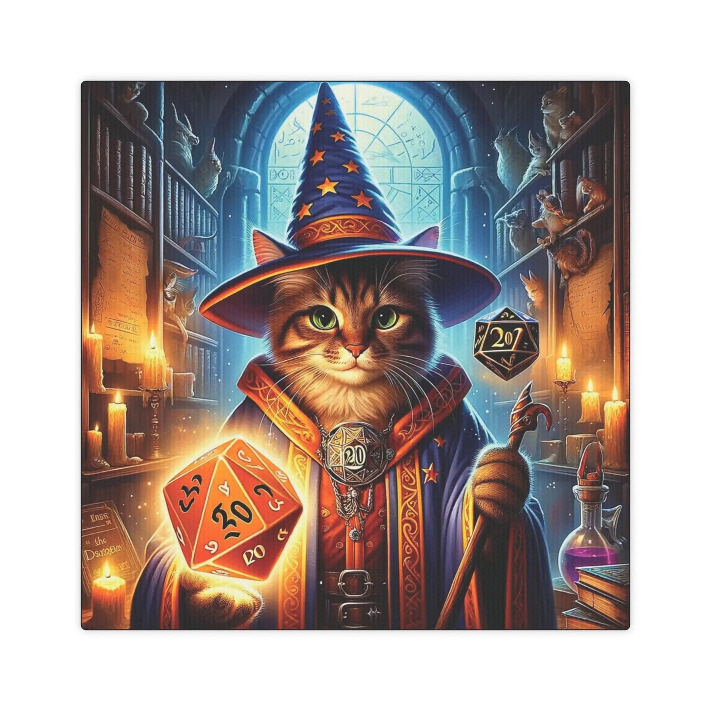 Tabby Cat Wizard Dungeons and Dragons  - Wall Art Decor - Montecore PawPrints