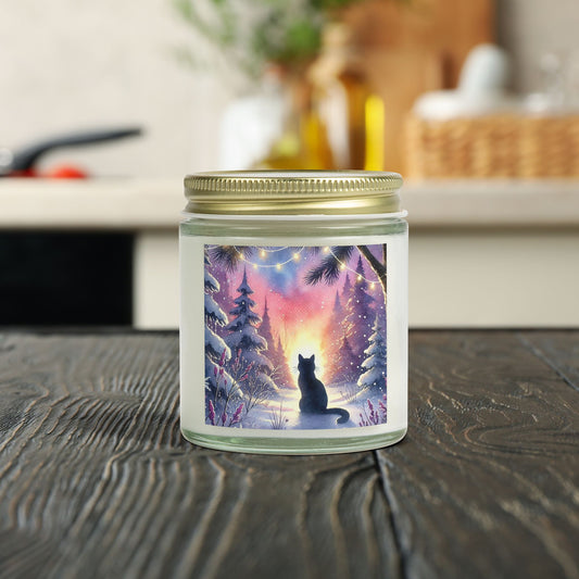 Winter Sunrise - Cat Lover - Holiday Decor - Scented Coconut Apricot Candles 4oz   