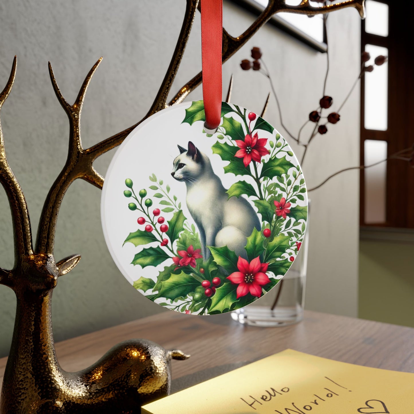 December Birth Flower - Cat Lover - Ornament   