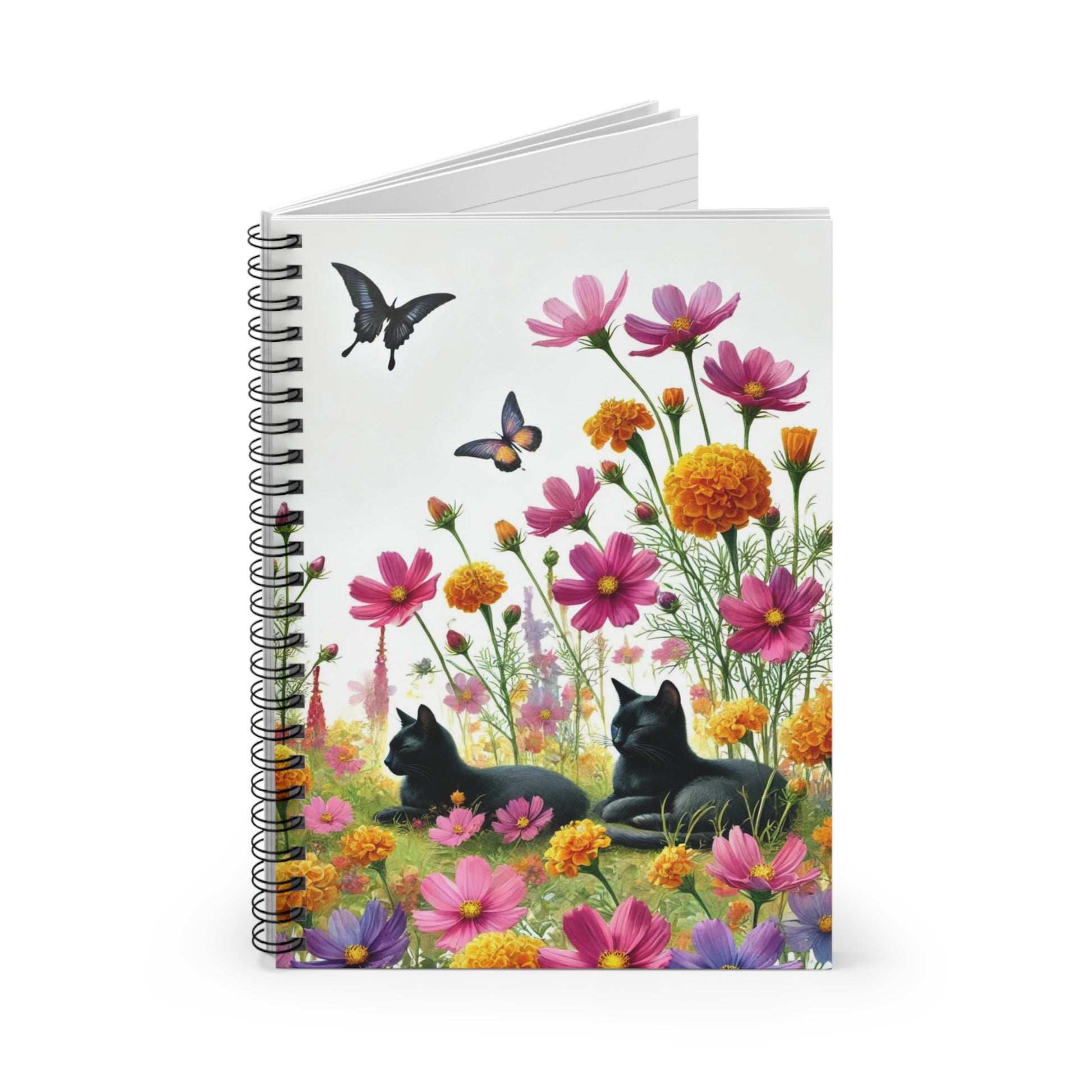 October Birth Flower - Cat Lover - Spiral Notebook - Ruled Line   