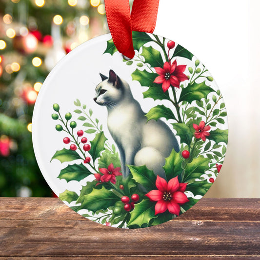 December Birth Flower - Cat Lover - Ornament   