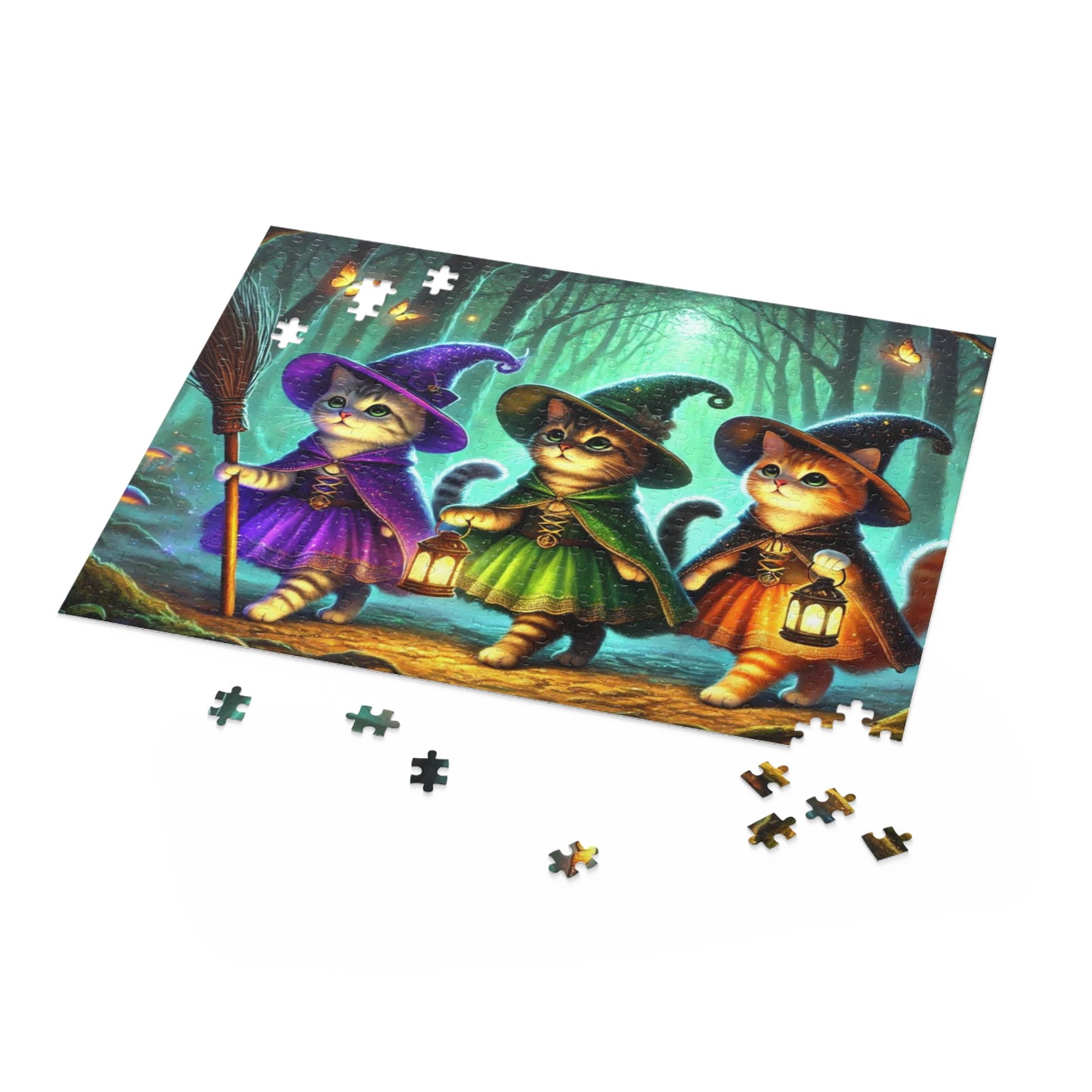 Halloween Cat Witch Puzzle - Cat Lover Gift 120, 252, or 500 -piece options   