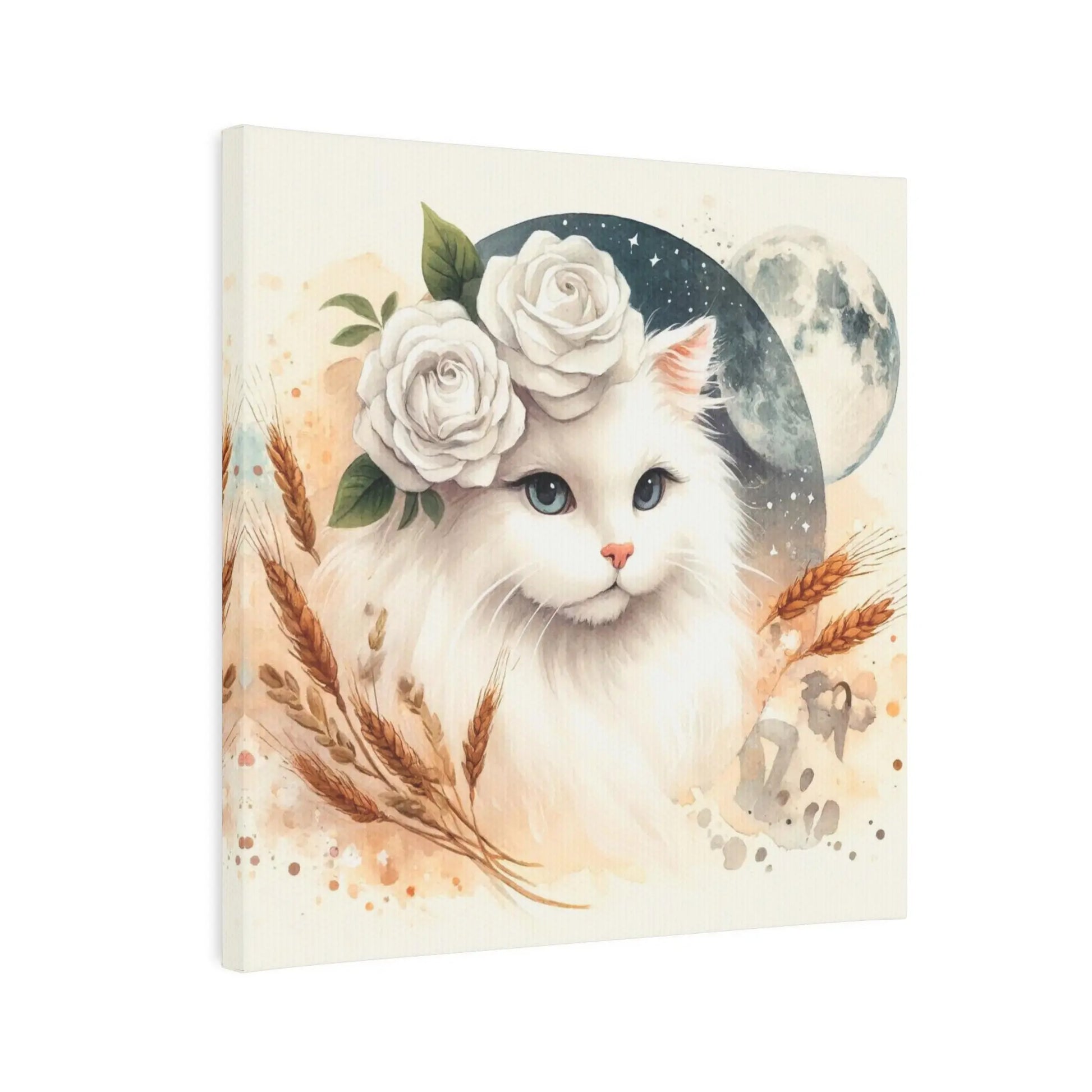 Celestial White Cat  - Vigo  - Wall Art Decor 8x8   