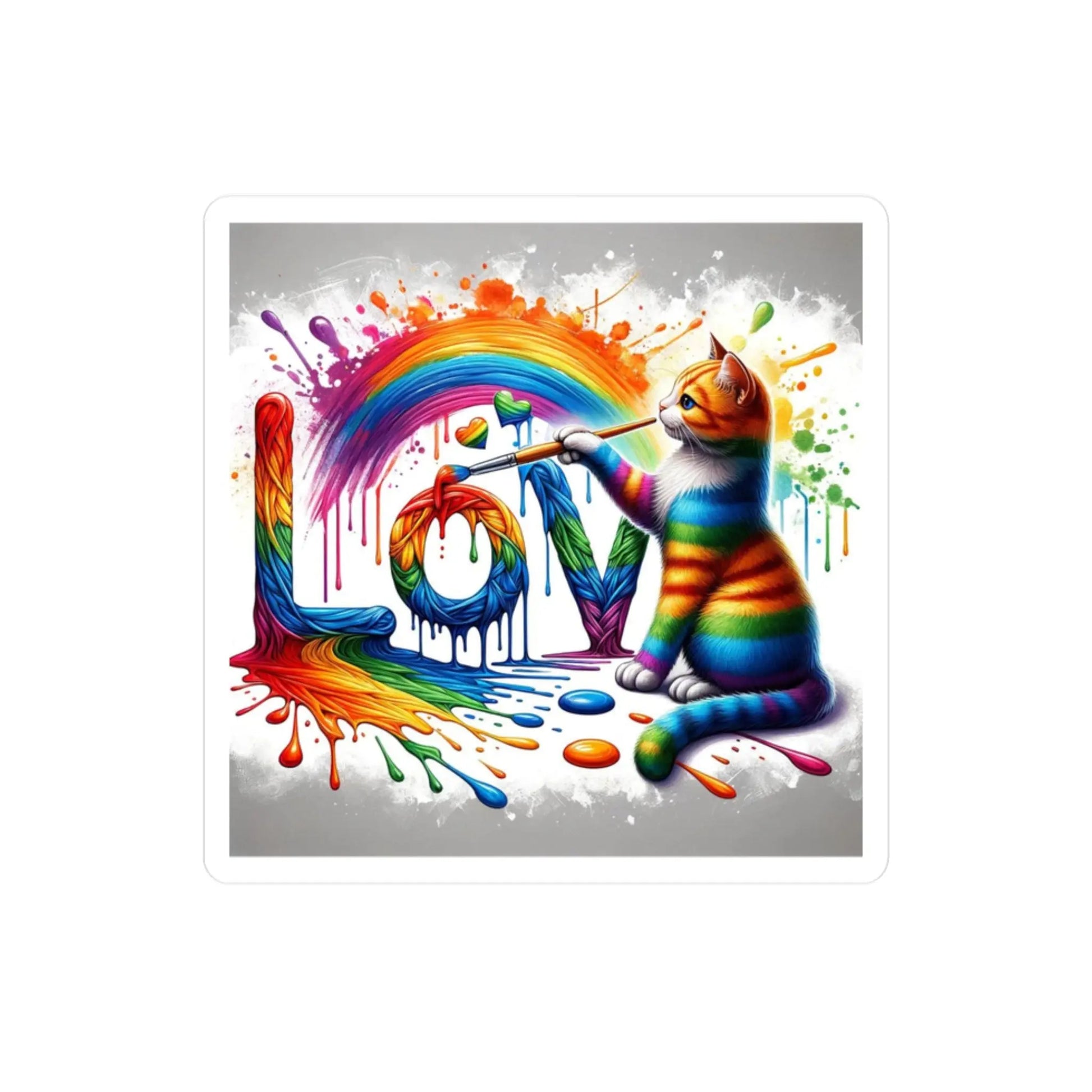 Love Graffiti - Cat Decor - Sticker Kiss-Cut Vinyl Decals Sticker   