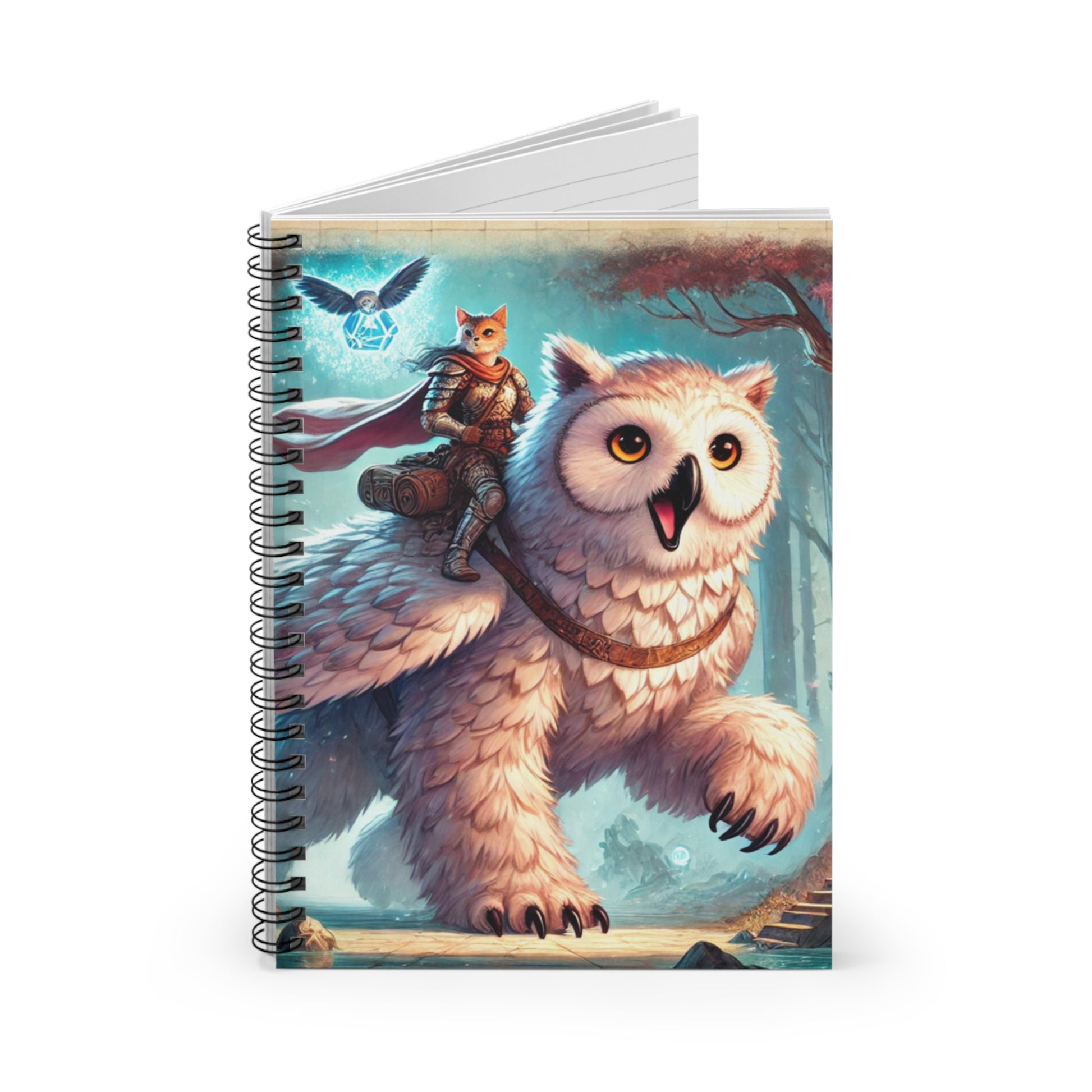 Bear Owl - Cat Rider - Dungeons and Dragons - Spiral Notebook - Ruled Line   