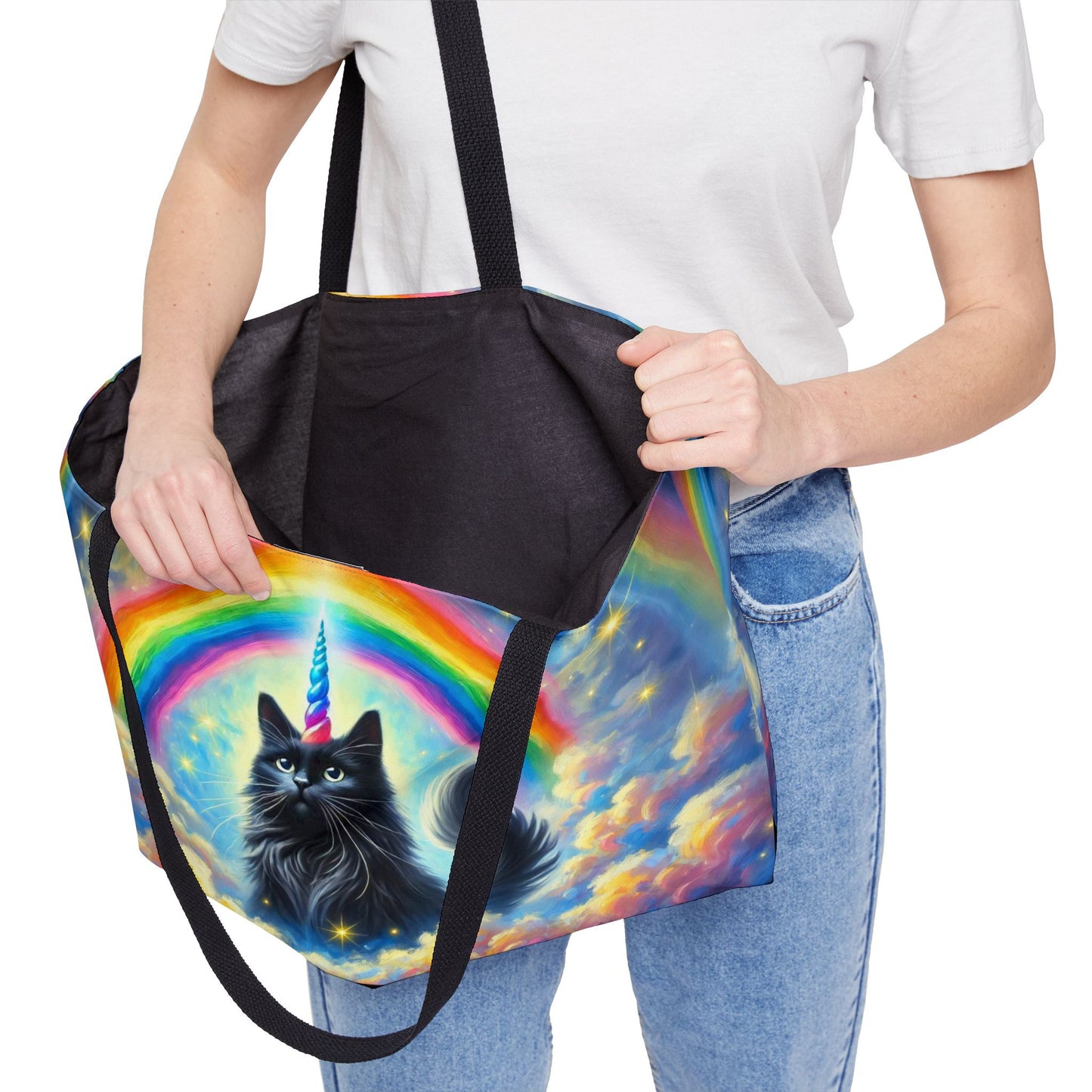 Caticorn in the Clouds - Cat Unicorn Rainbow - Weekender Tote Bag   