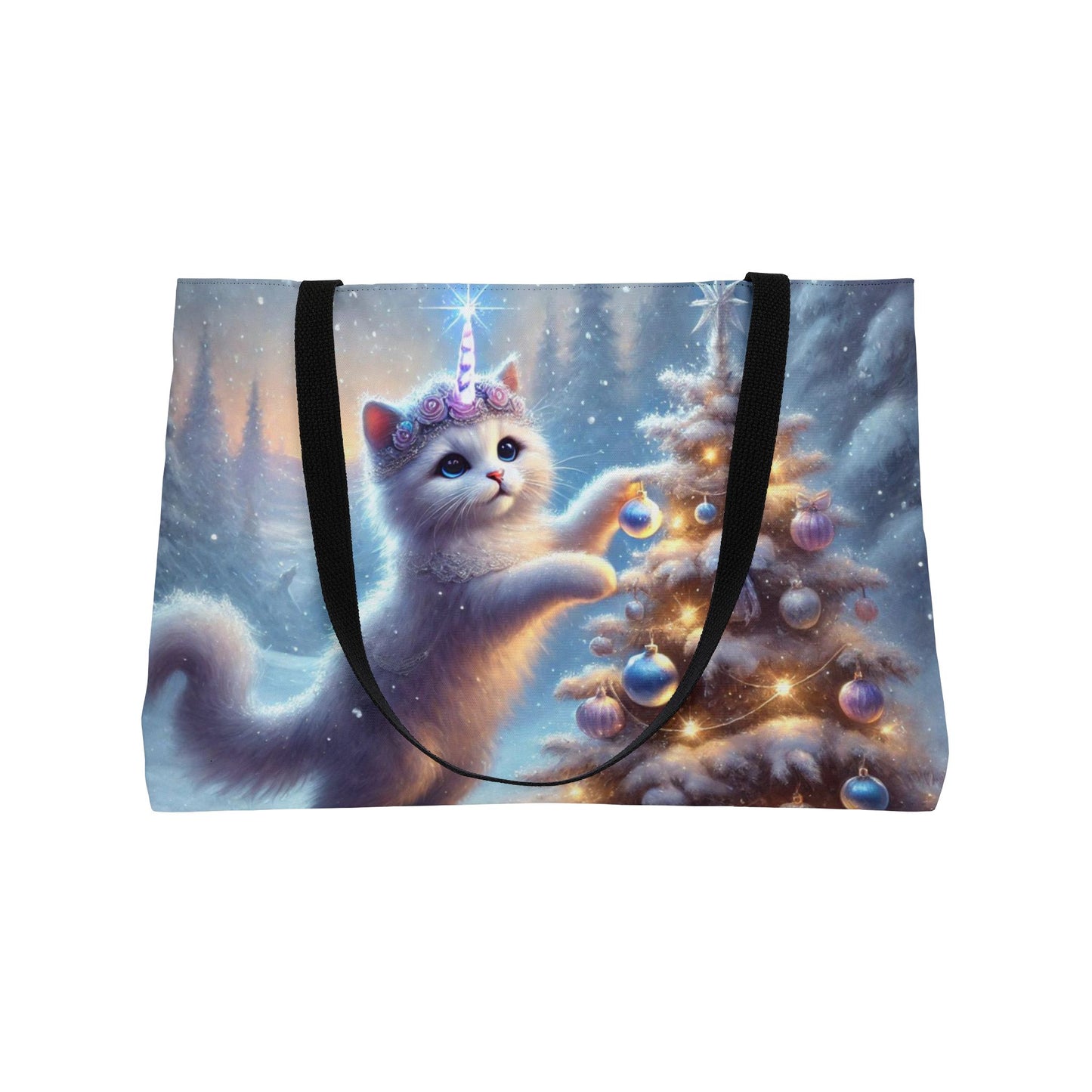 Caticorn Winter Magic - Cat Unicorn Lover  - Weekender Tote Bag   