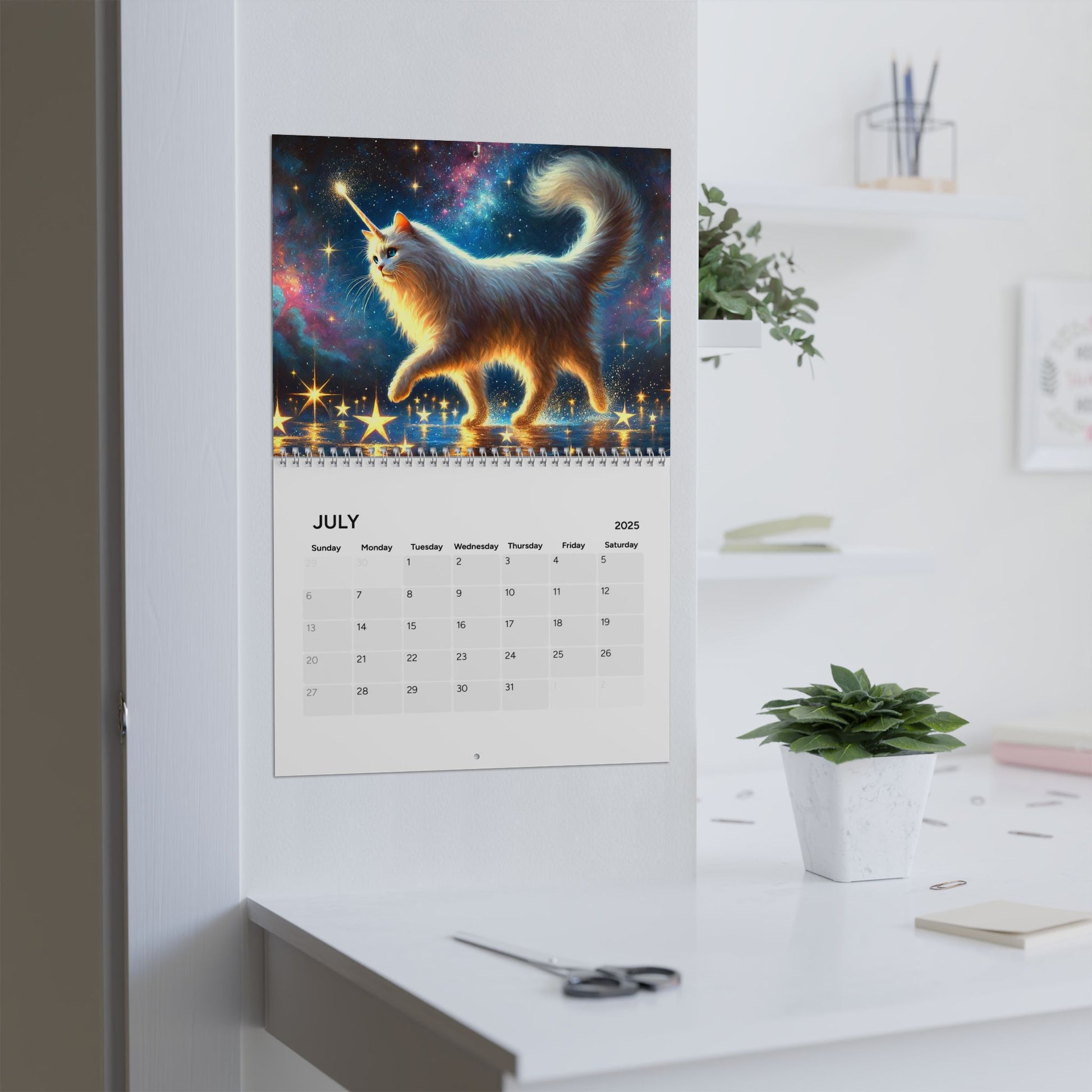 Celestial Cats in the Sky - Sun Moon and Stars - Calendar (2025)   