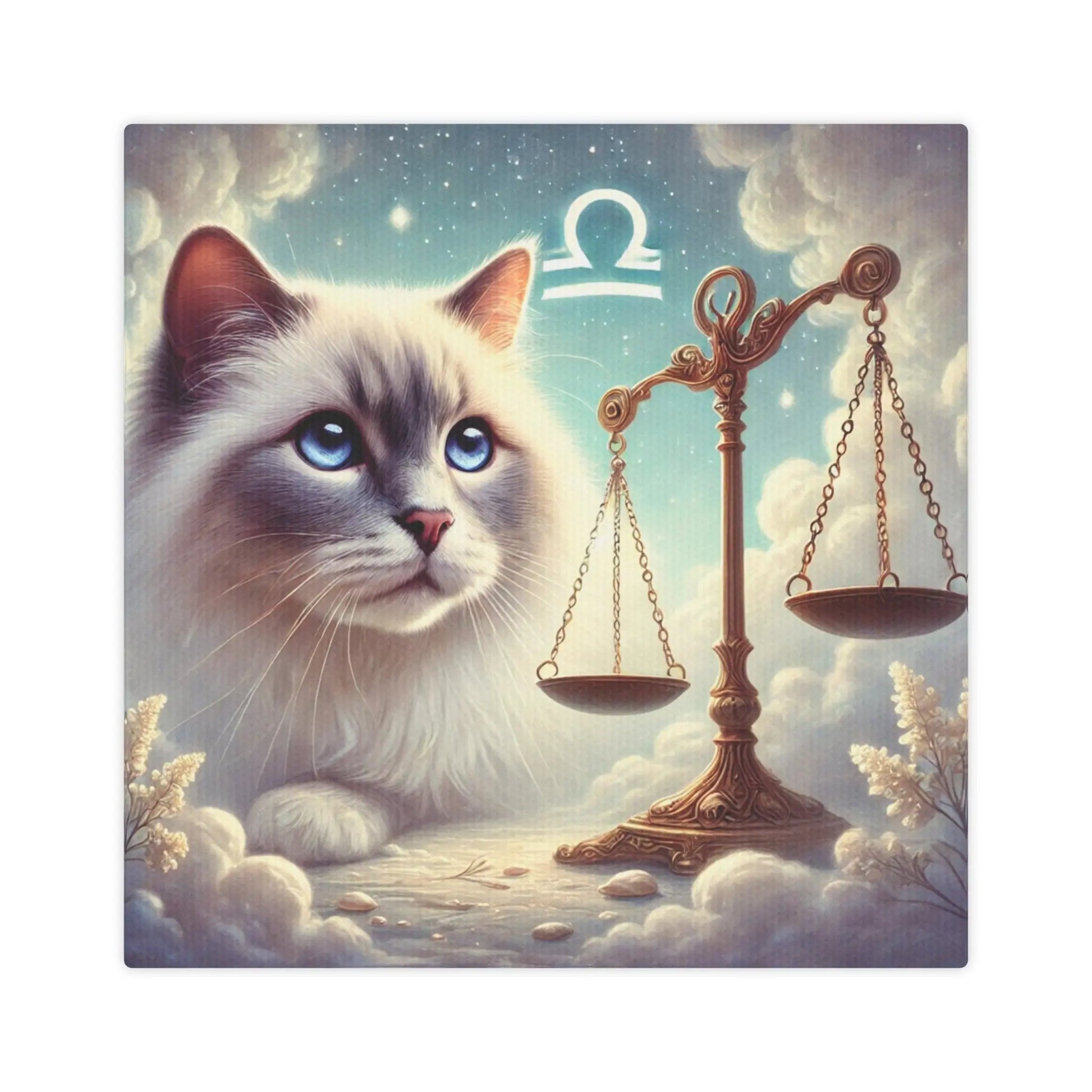 Libra Scales - Cat Lover - Wall Art Decor 8x8   