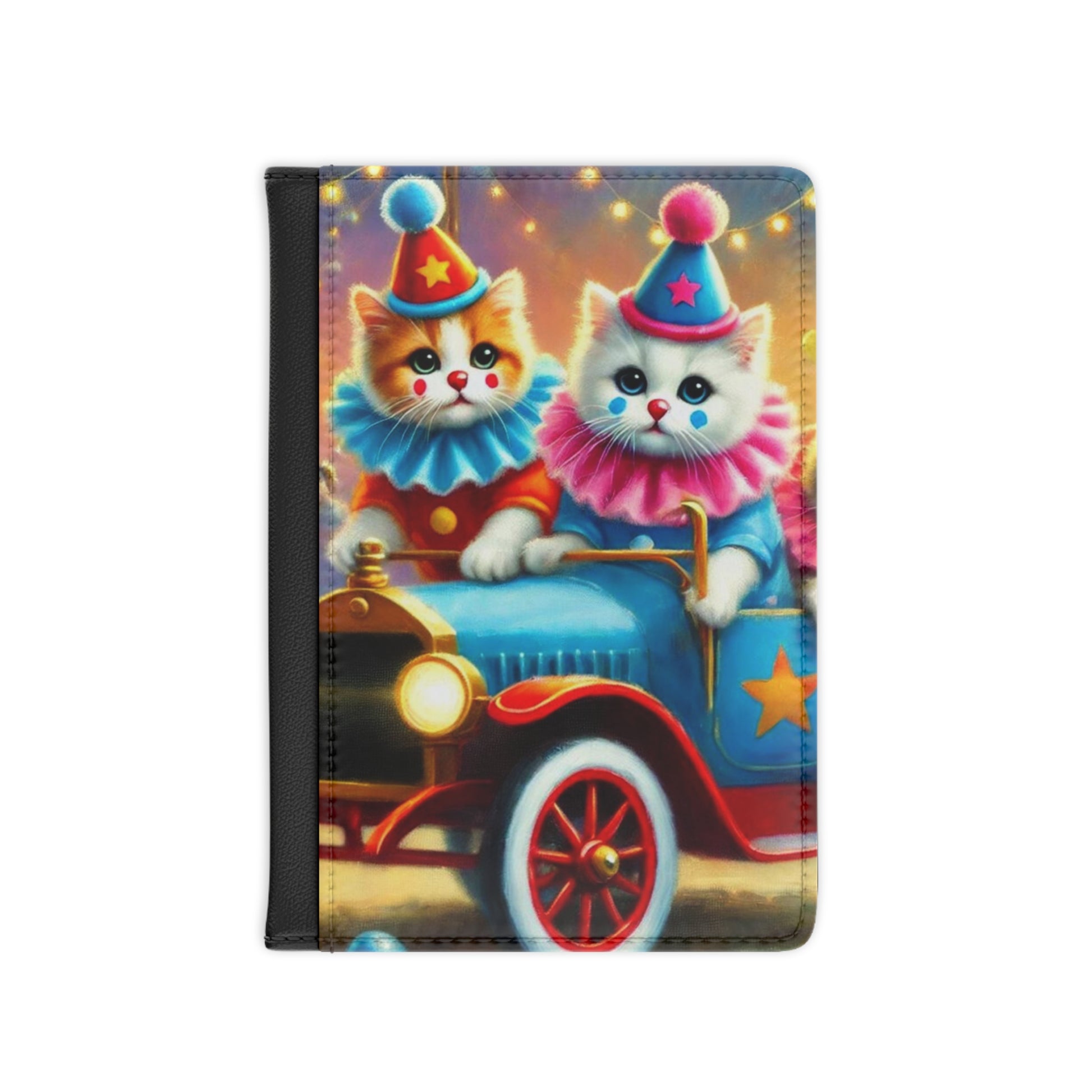 Cat Circus Clown Car - Passport Cover - Travel Wallet   