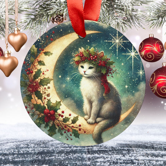 Holiday Moon - Cat Lover - Ornament   