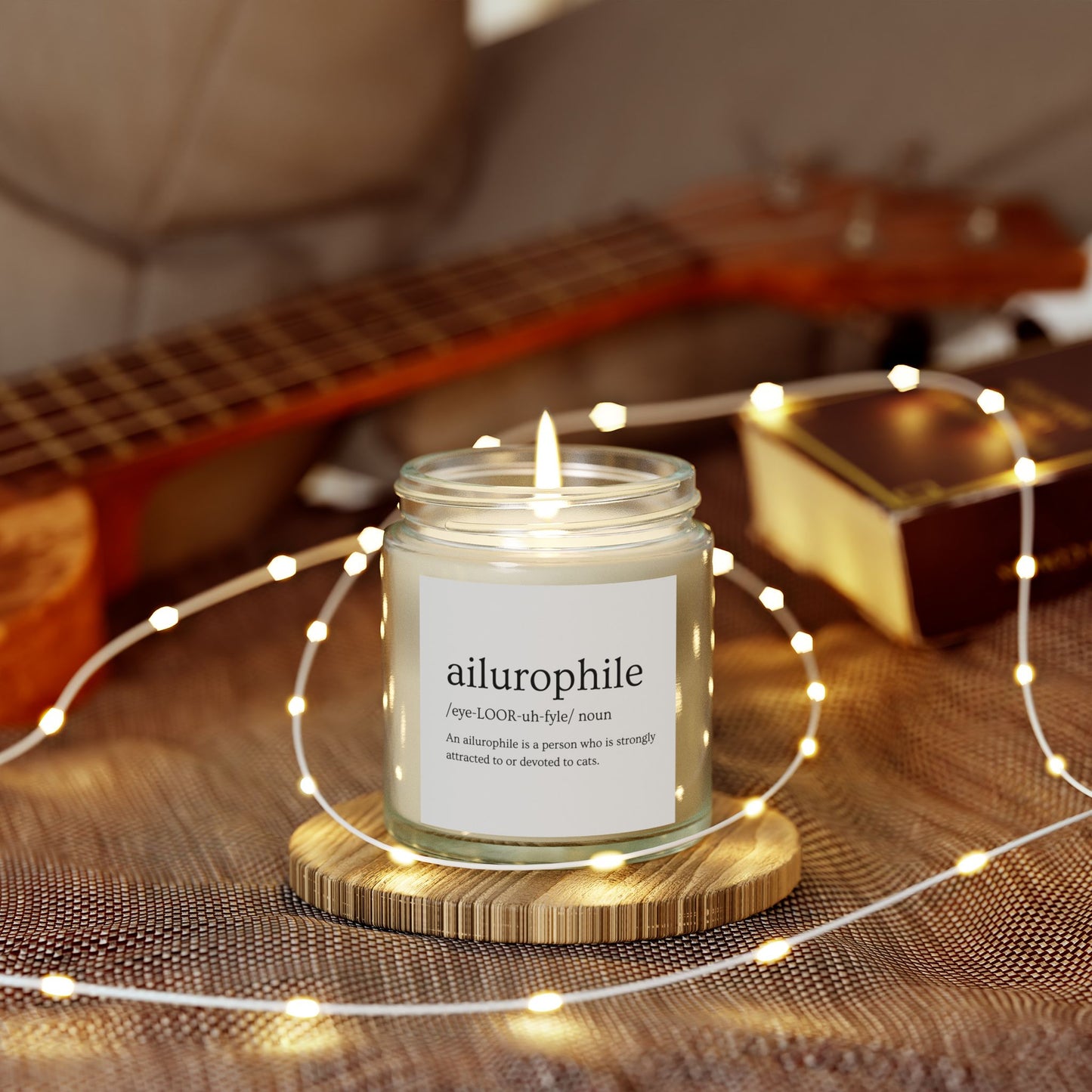 Ailurophile - Lover of Cats - Scented Coconut Apricot Candles (4oz, 9oz)   