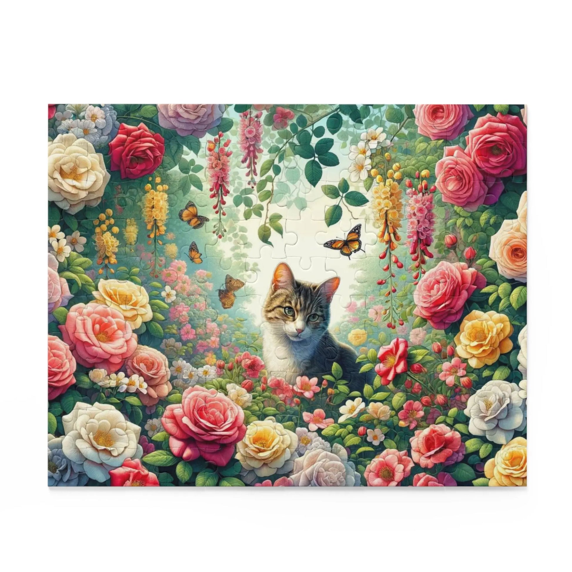 June Birthday Flower Puzzle - Cat Lover Gift - 120, 252, 500-Piece Jigsaw Puzzle - Montecore PawPrints