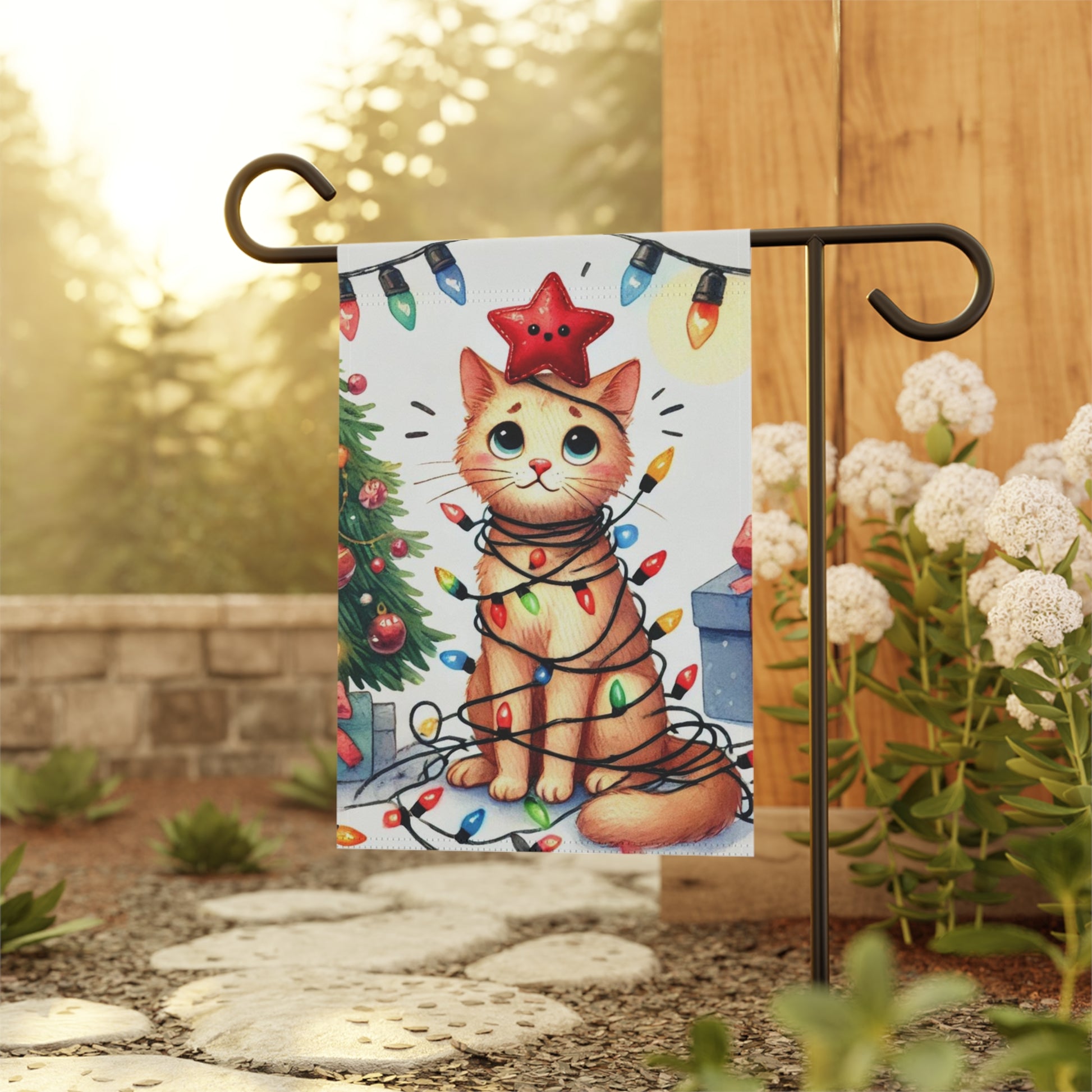 Cat Christmas Tree - Garden & House Banner   