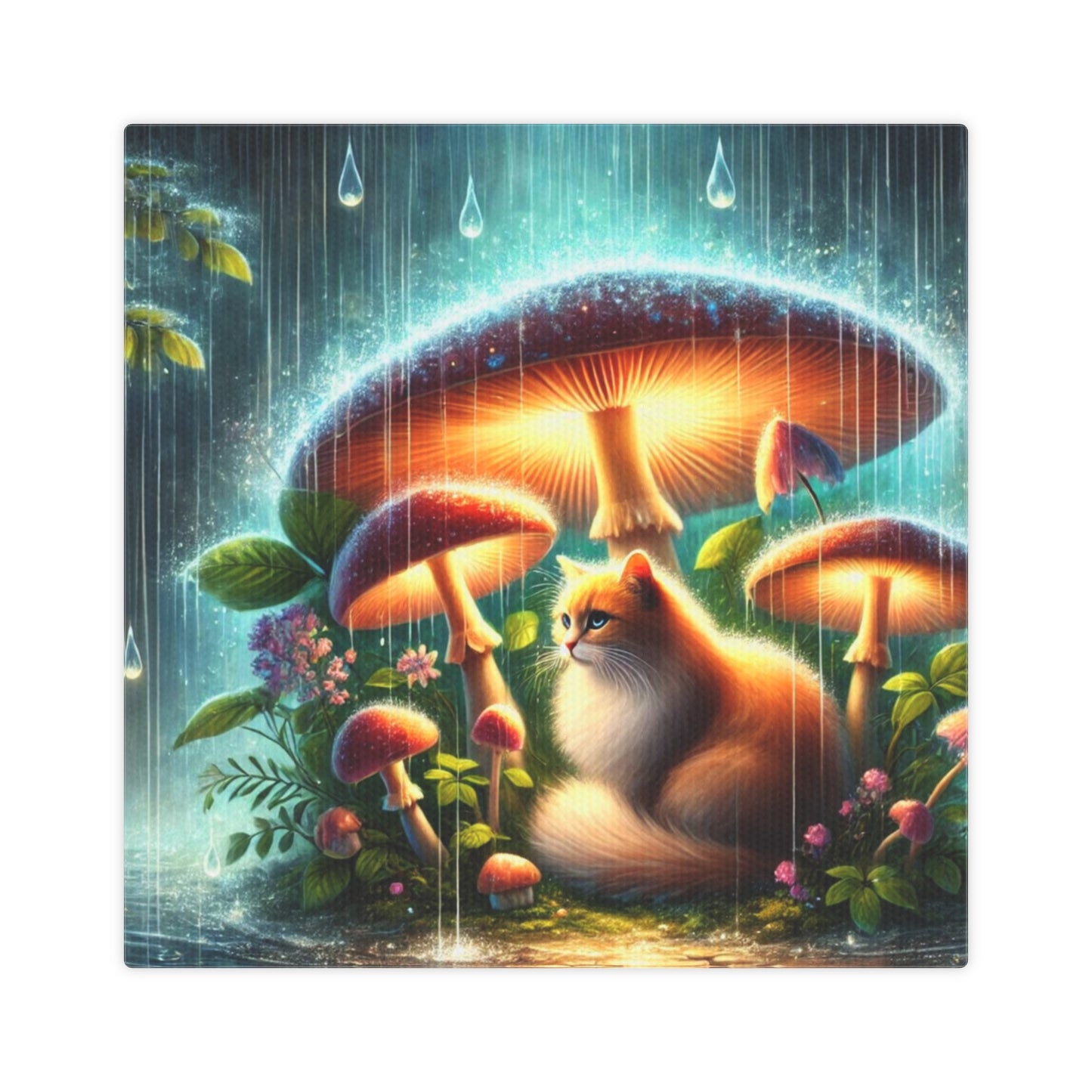 Mushroom Magic - Cat Lover - Wall Art Decor 8x8   